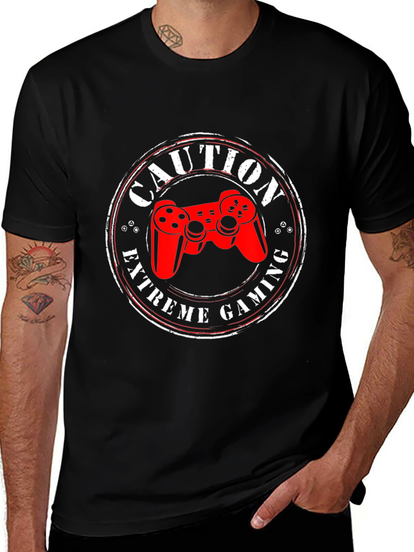 Variant 7 of Caution Extreme Gaming T-Shirt - Gamer Style
