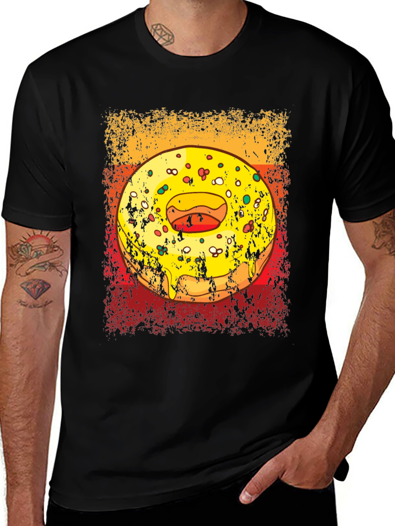 Variant 19 of Donut Graphic Tee - Men's Black T-Shirt