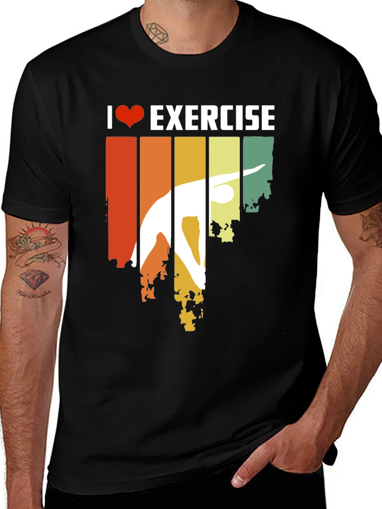 Variant 4 of I Heart Exercise Retro Style Black T-Shirt