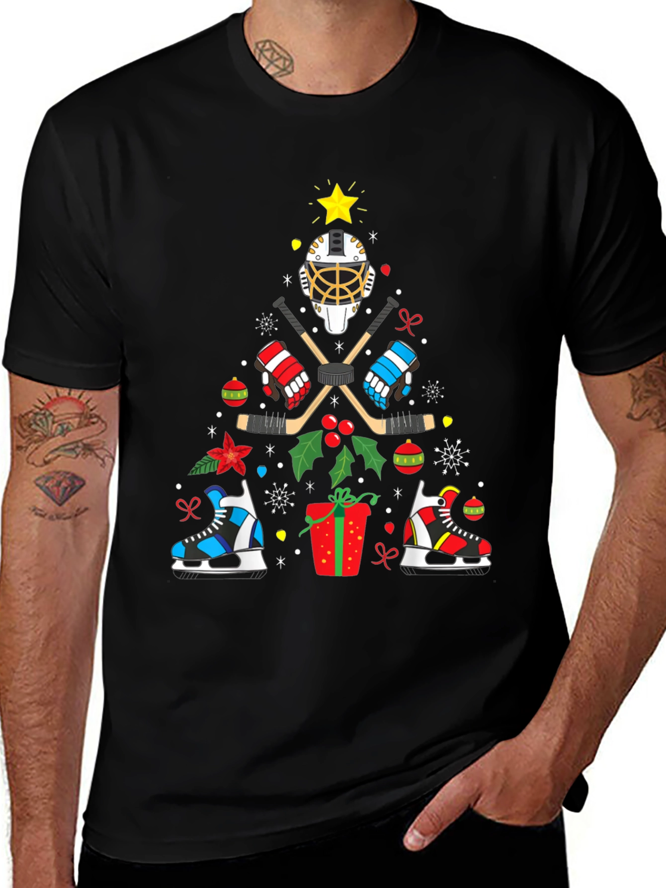 Variant 30 of Hockey Christmas Tree T-Shirt