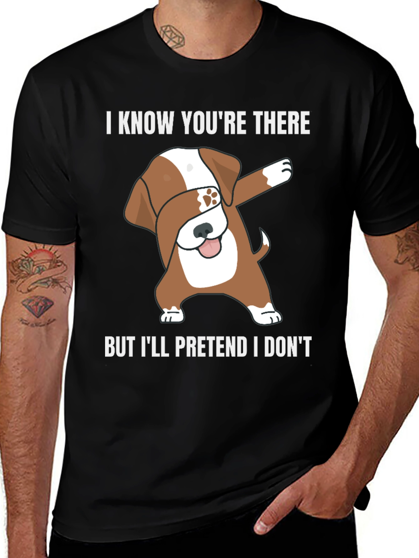 Variant 24 of Dog Dab Funny T-Shirt, I Know You're There Tee