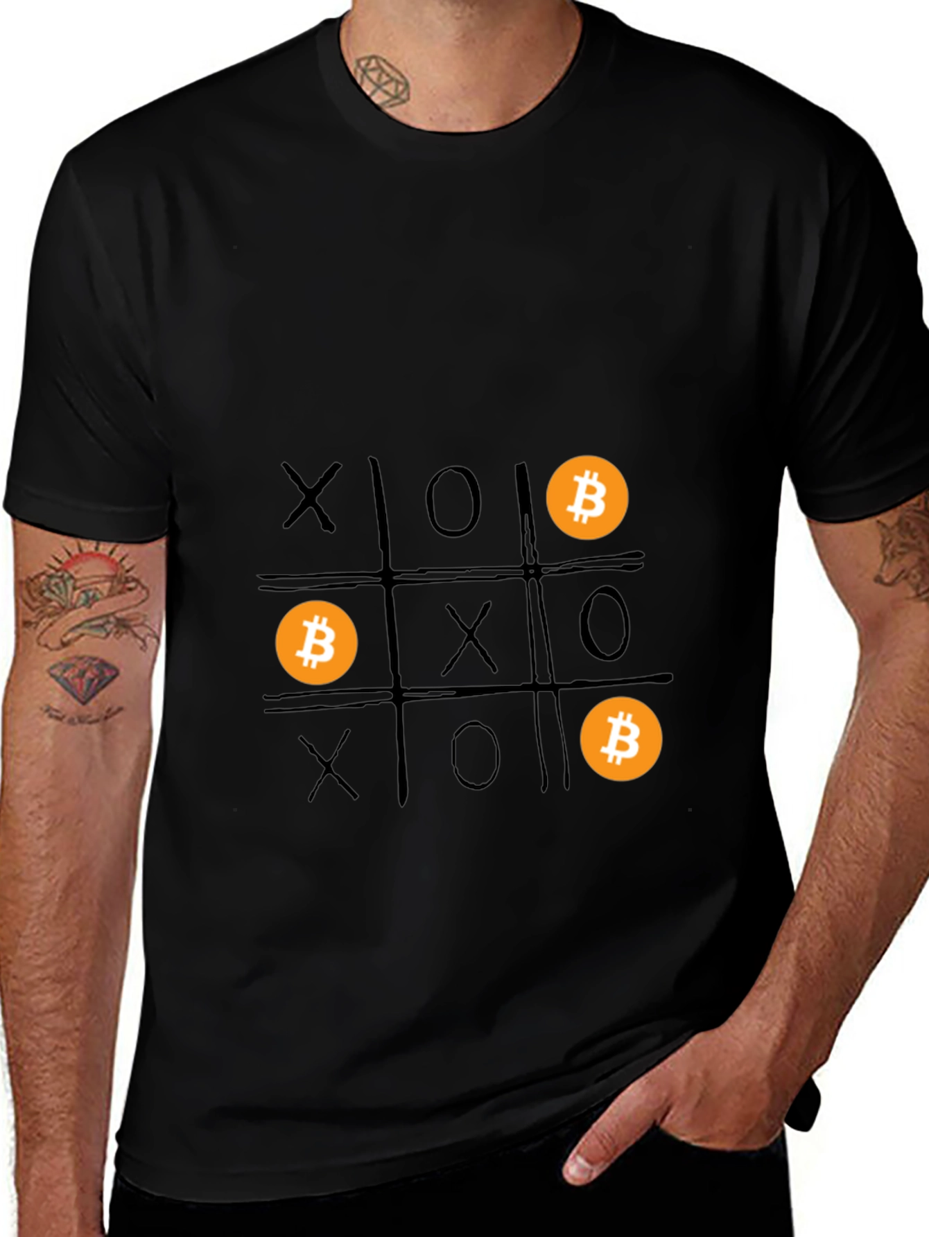 Variant 30 of Bitcoin Tic-Tac-Toe Graphic T-Shirt