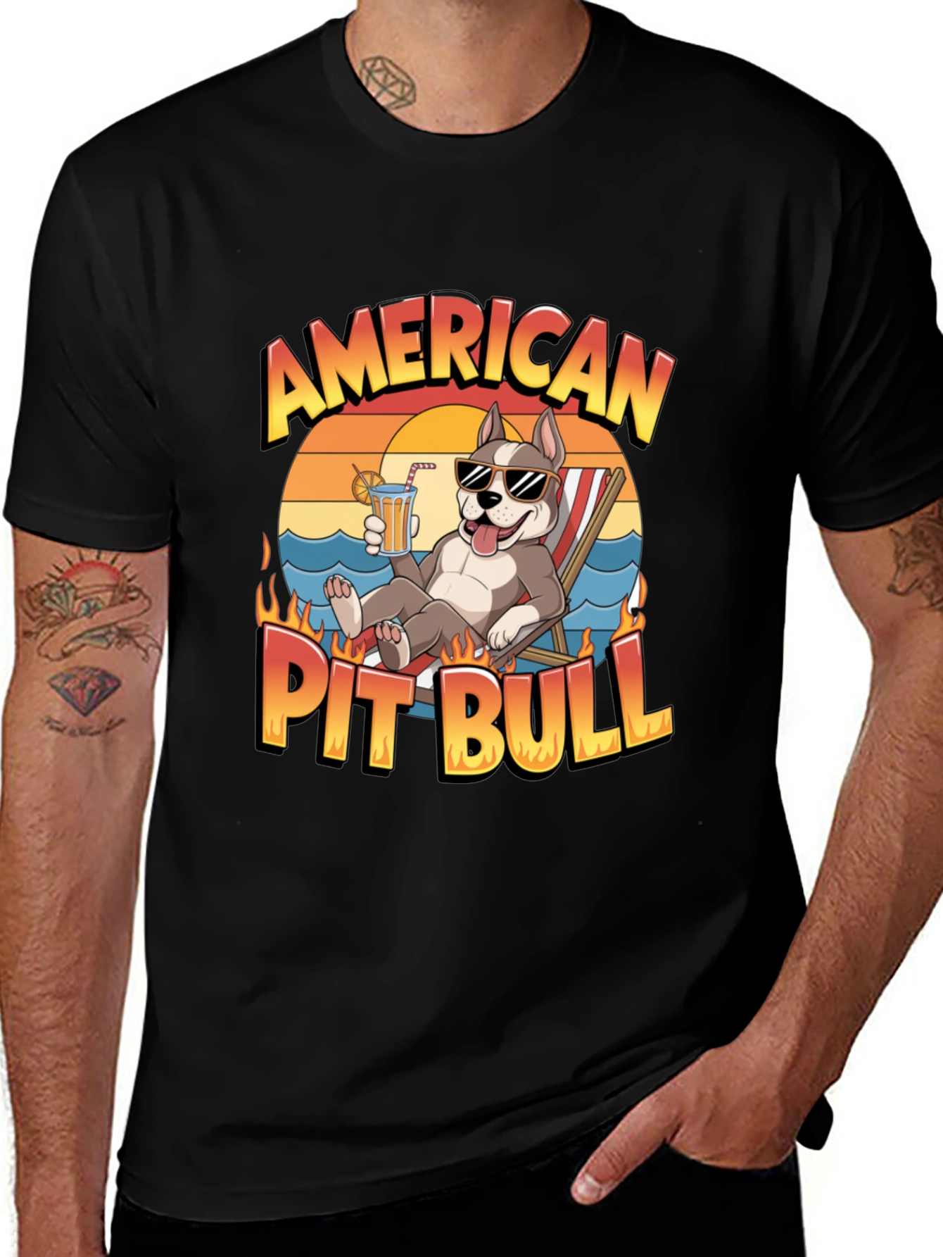 American Pit Bull T-Shirt - Relaxed Beach Vibe