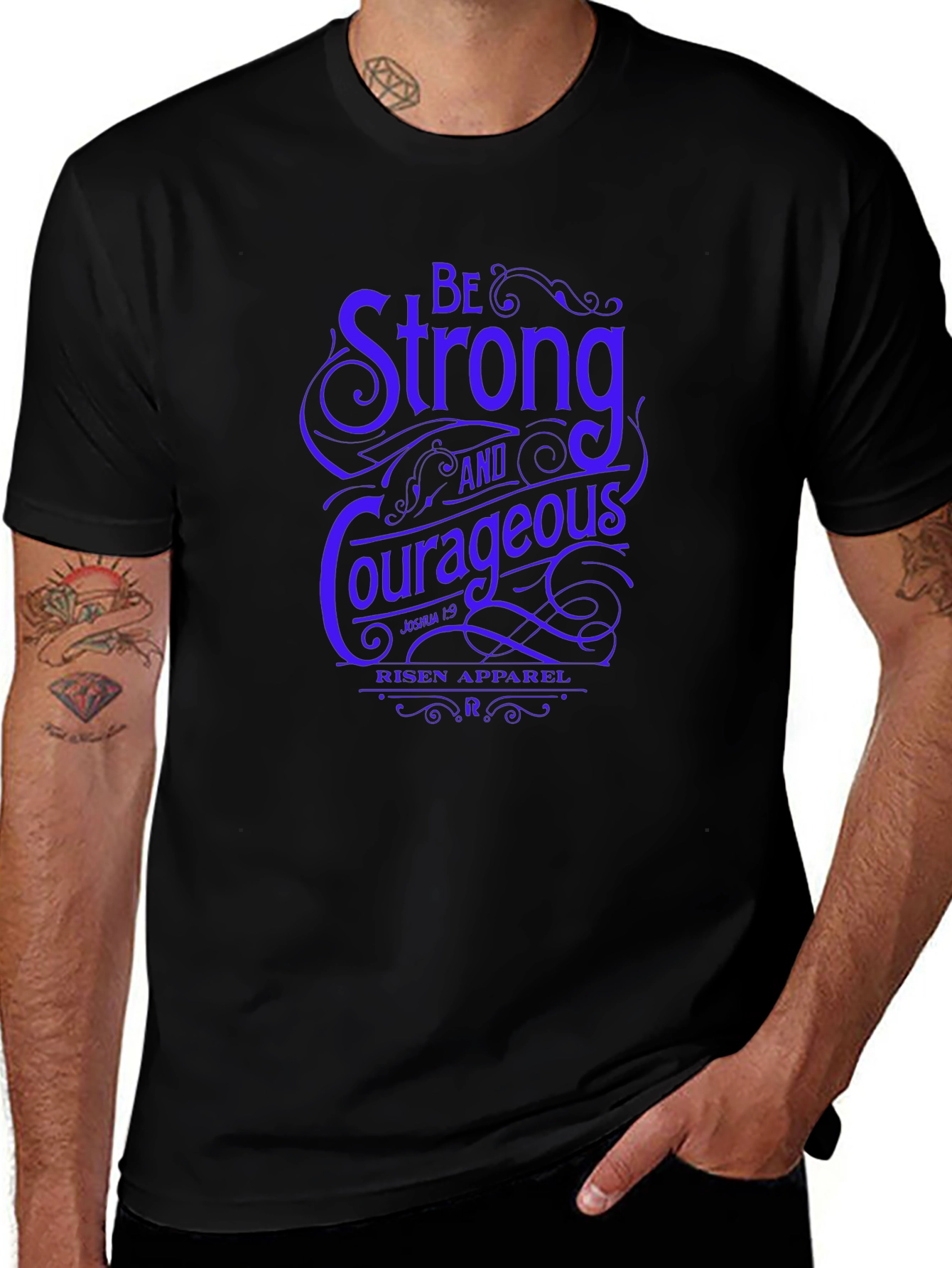 Variant 8 of Be Strong & Courageous Graphic Tee - Religious T-Shirt