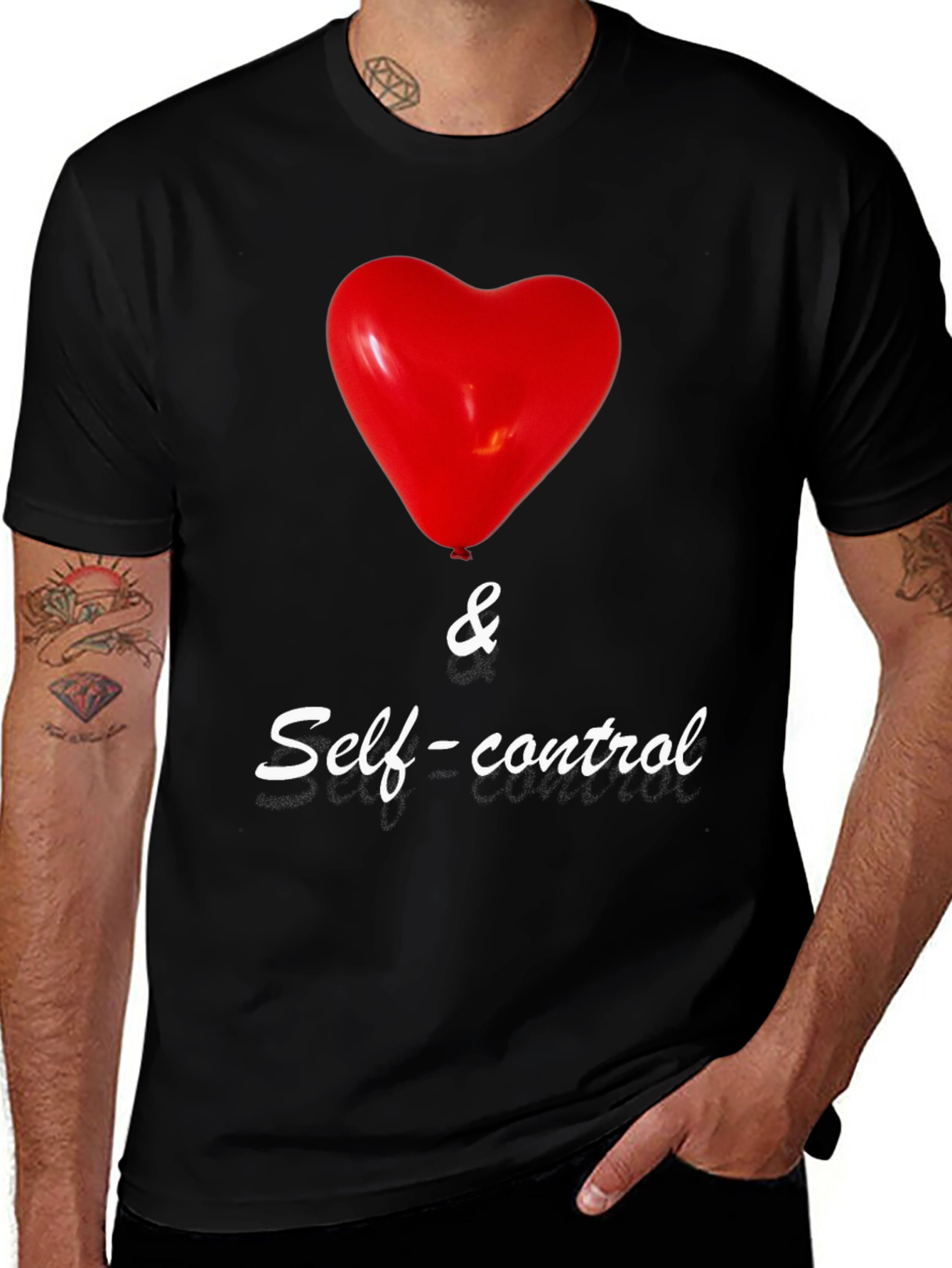 Variant 13 of Heart & Self-Control Black T-Shirt