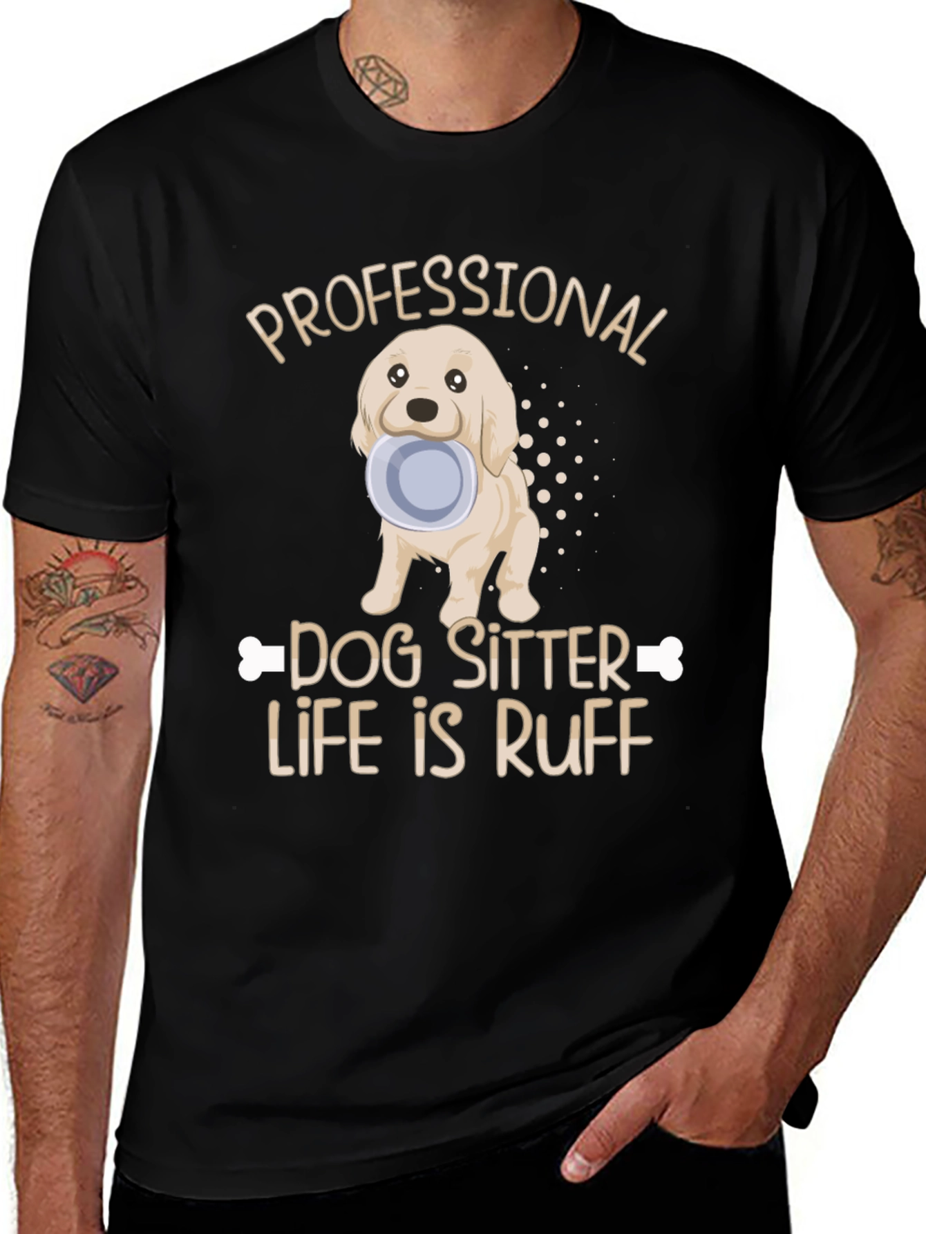 Black Dog Sitter T-Shirt - Life Is Ruff main image