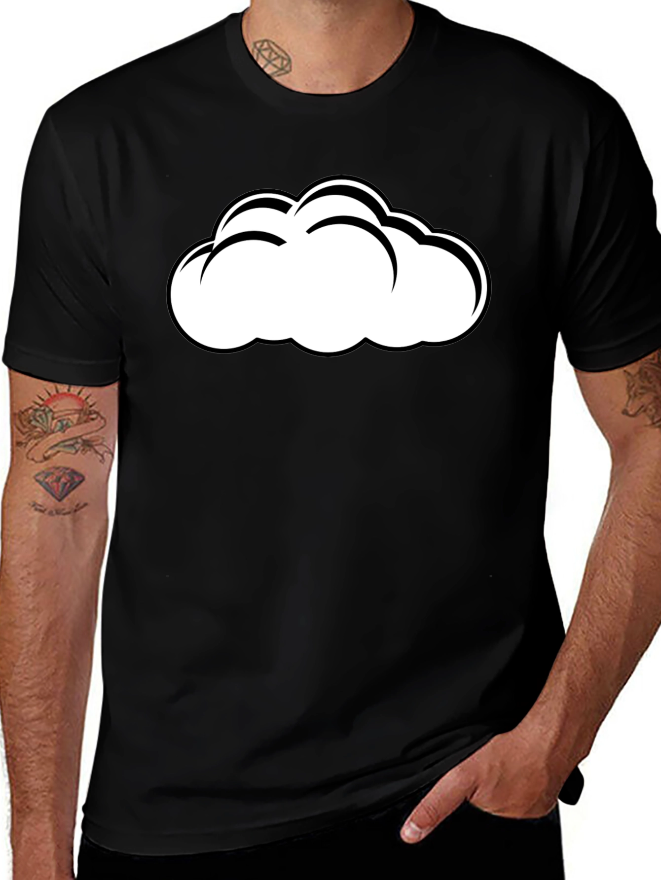 Variant 20 of Cloud Graphic Print Black T-Shirt