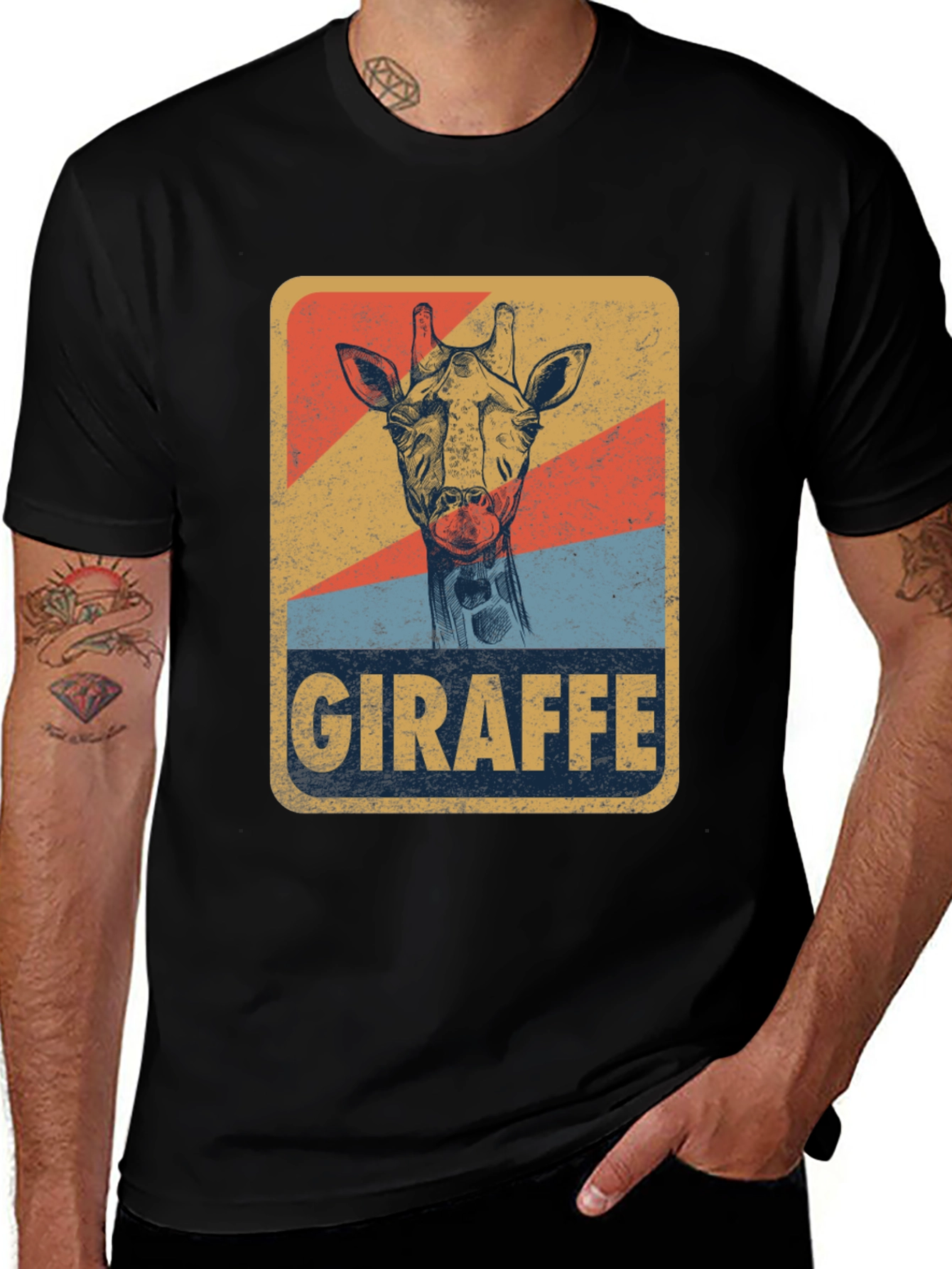 Variant 18 of Vintage Giraffe Graphic Print T-Shirt - Retro Animal Tee