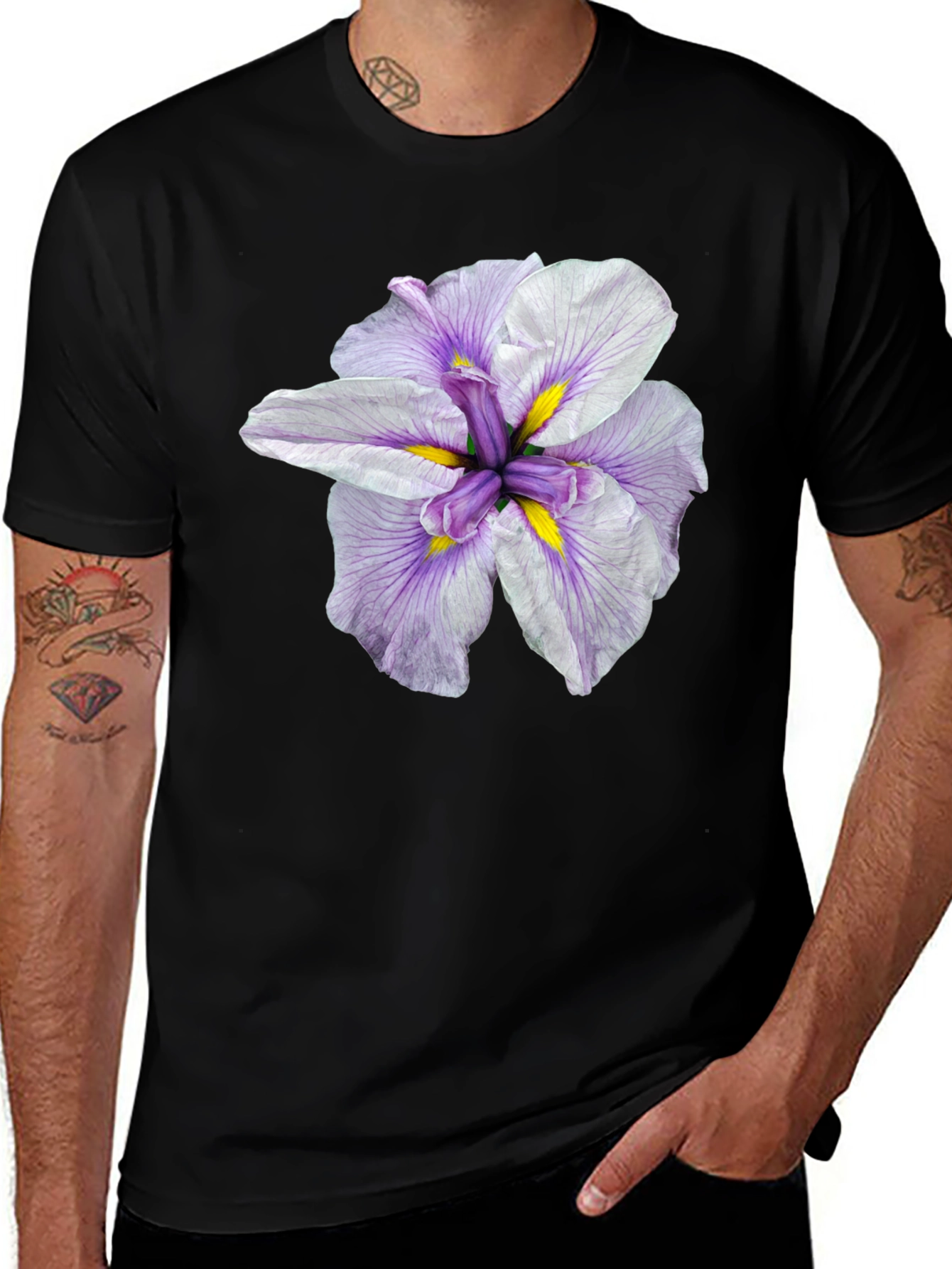 Variant 24 of Floral Print Black T-Shirt