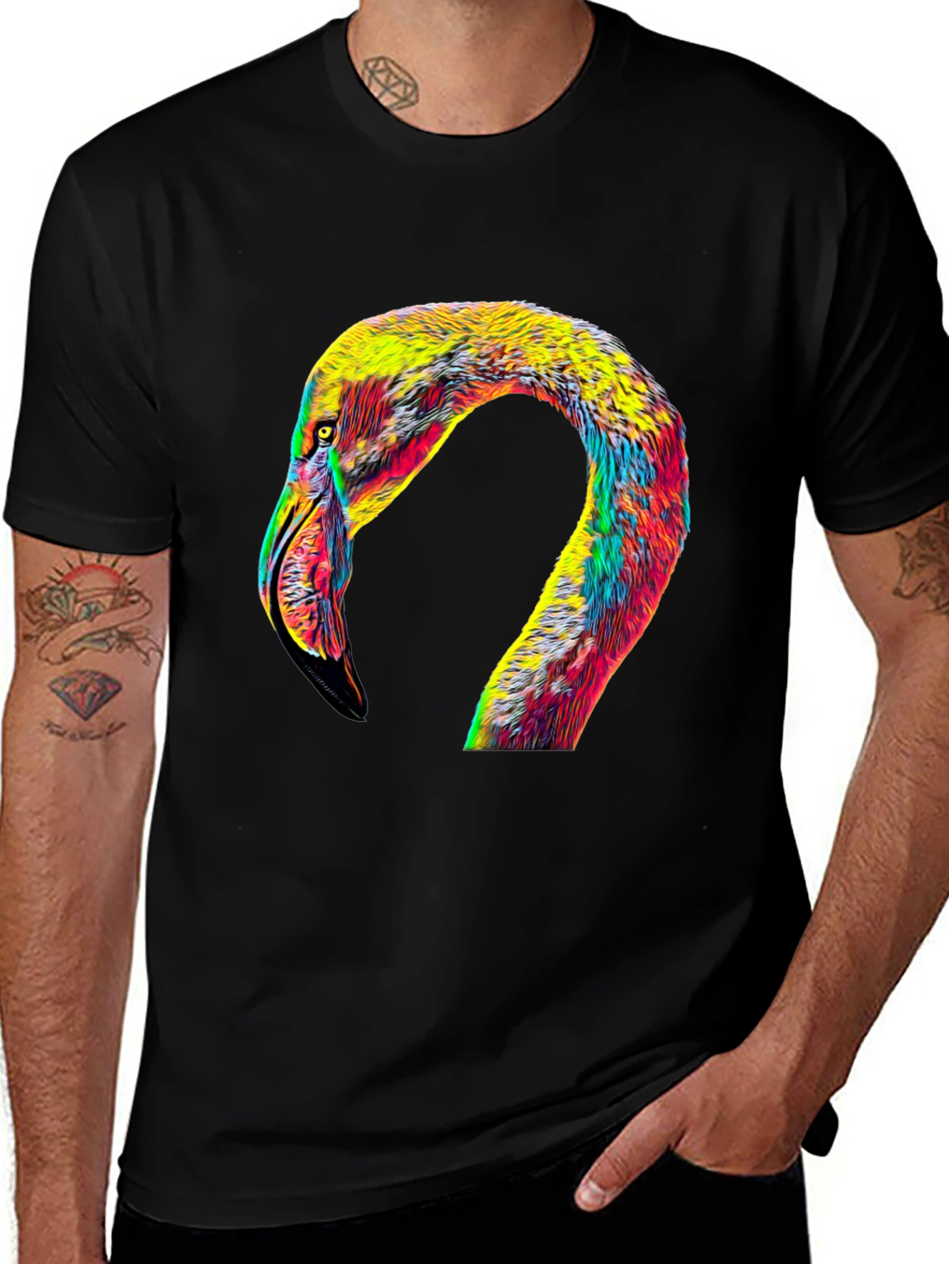 Variant 28 of Colorful Flamingo Graphic T-Shirt - Men's