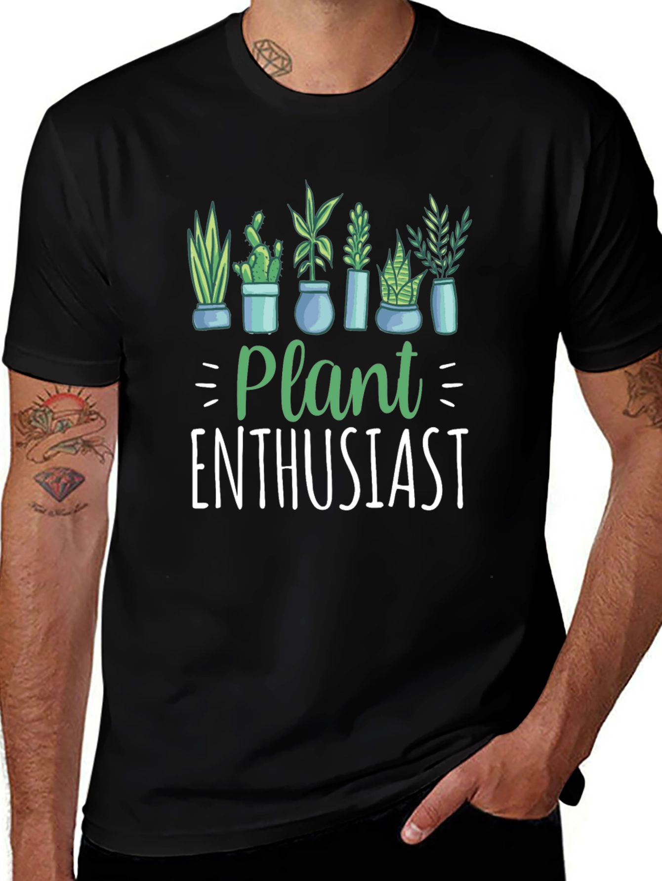 Plant Enthusiast Graphic T-Shirt - Black