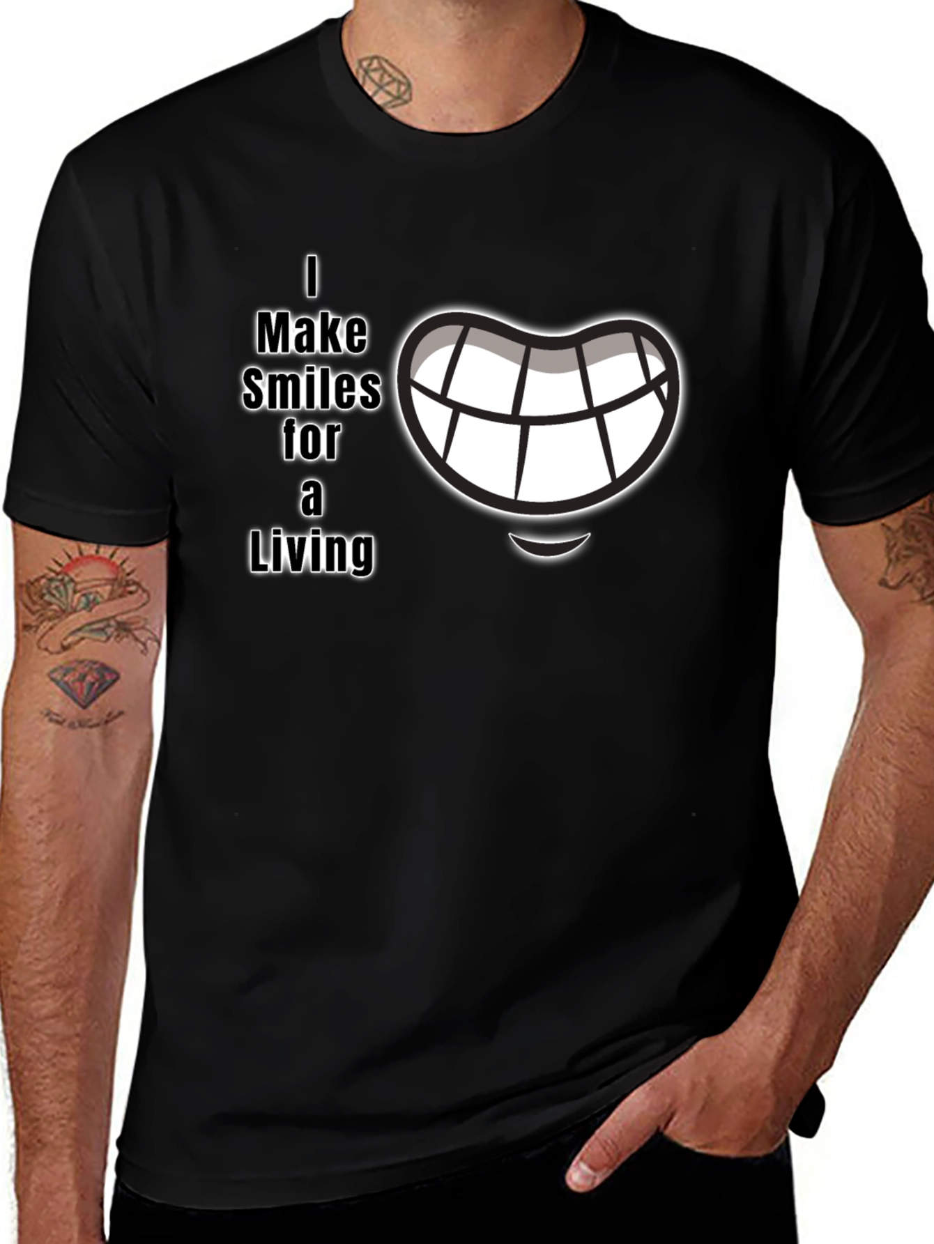 Variant 19 of I Make Smiles for a Living Black Graphic T-Shirt