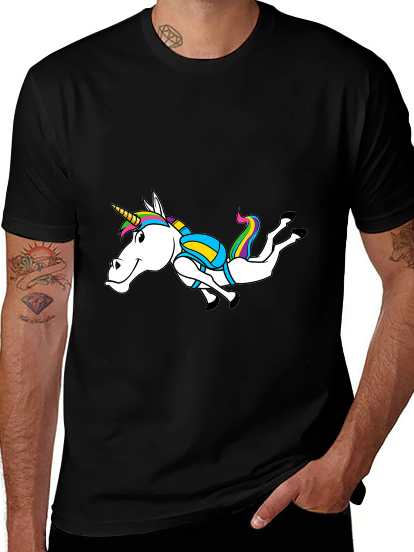 Variant 21 of Unicorn Skydiving T-Shirt: Fun & Unique Design