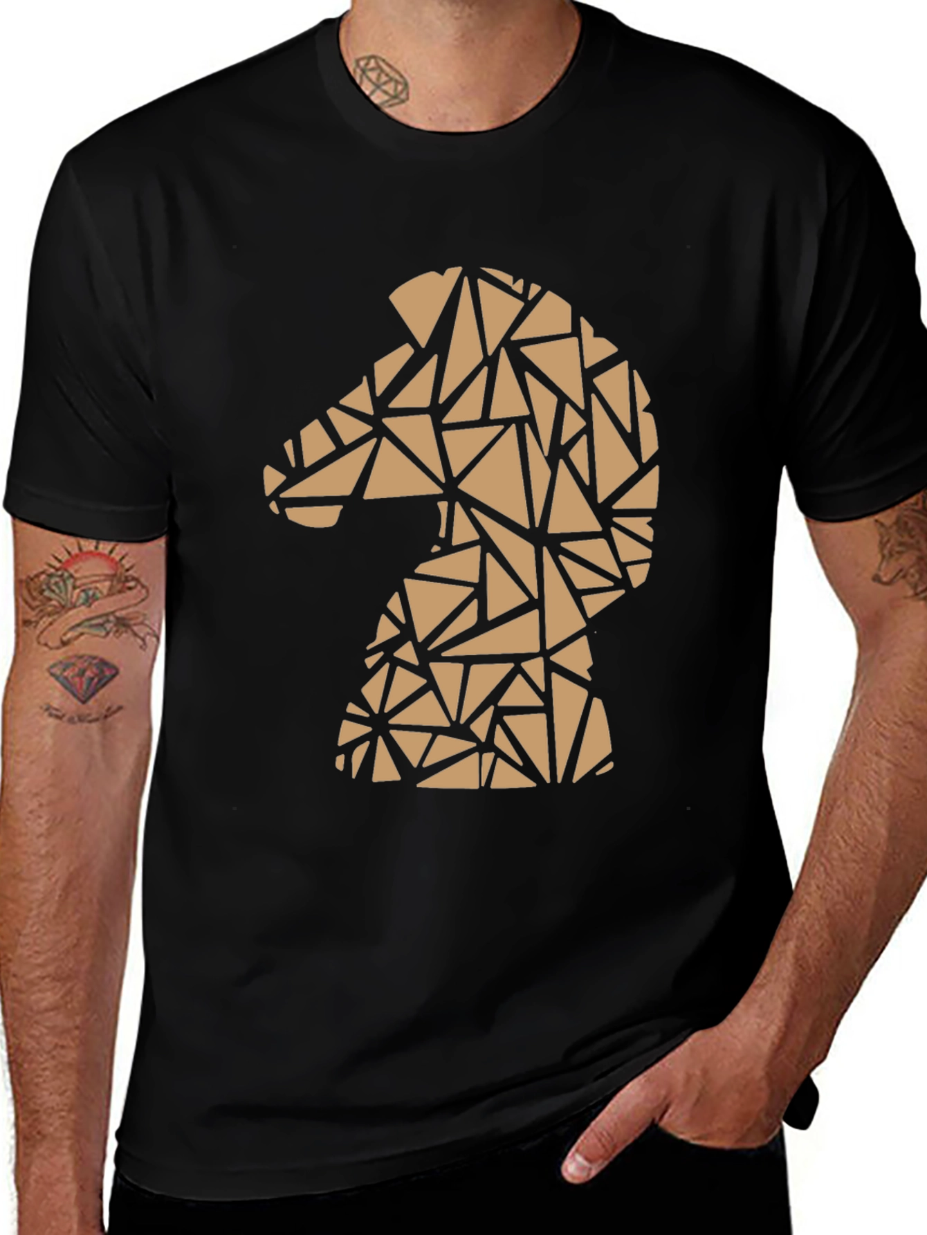Geometric Chess Knight Graphic T-Shirt