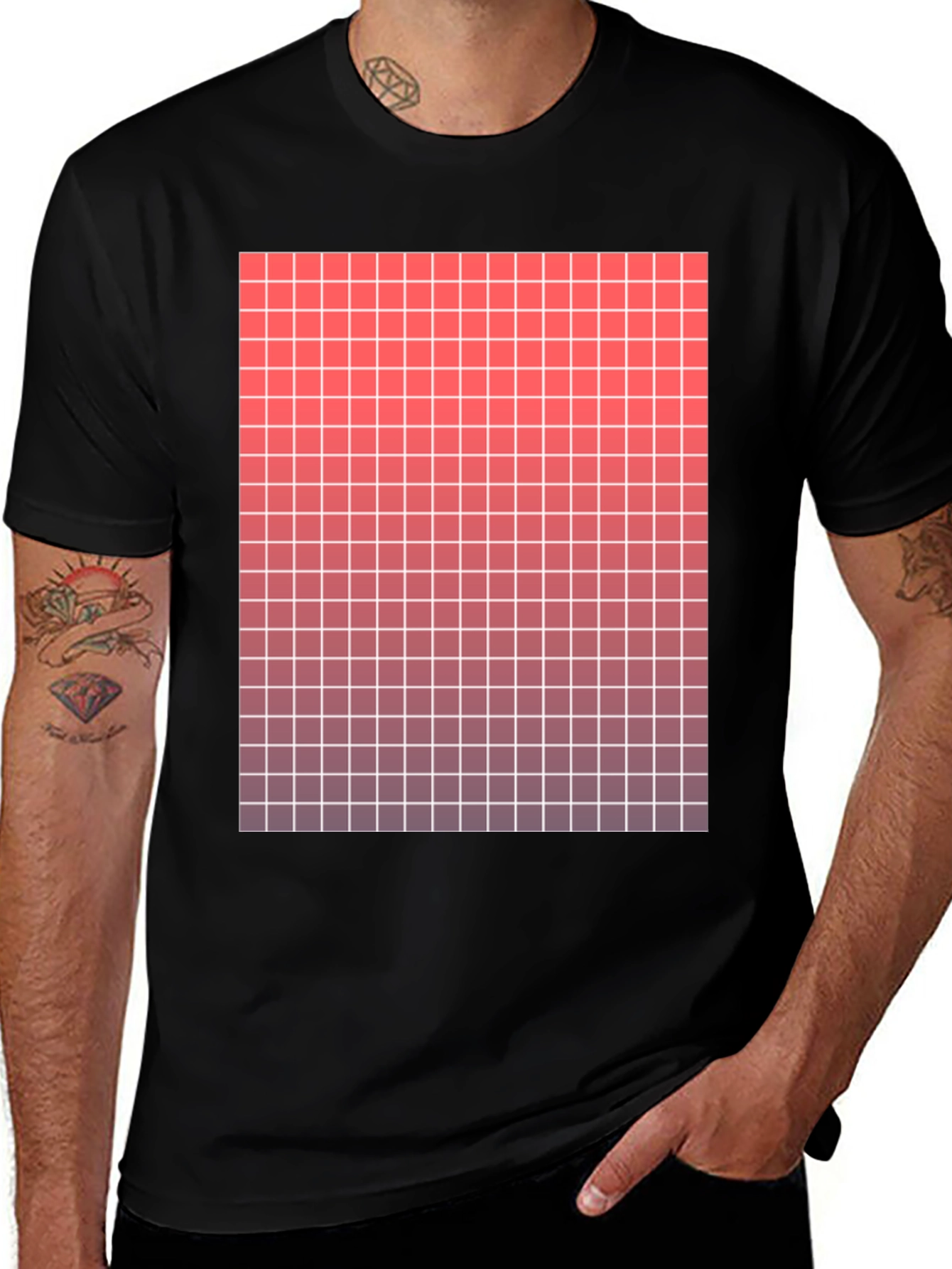 Variant 19 of Gradient Grid Graphic Tee - Modern Casual Style