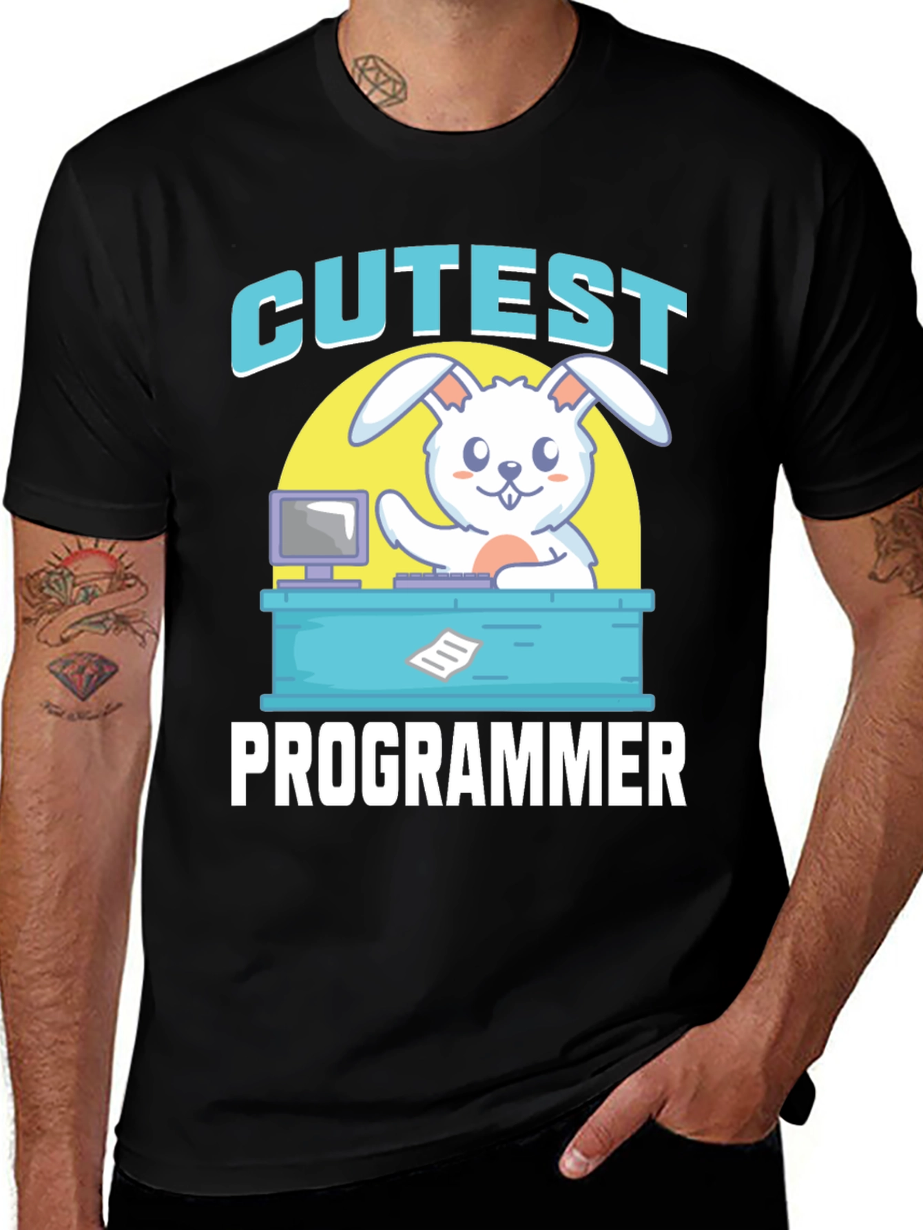 Variant 10 of Cutest Programmer Graphic T-Shirt - Bunny Coder Tee