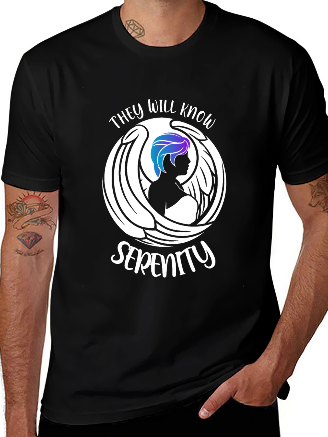 Variant 23 of Serenity Graphic Tee - Angel Wings Design