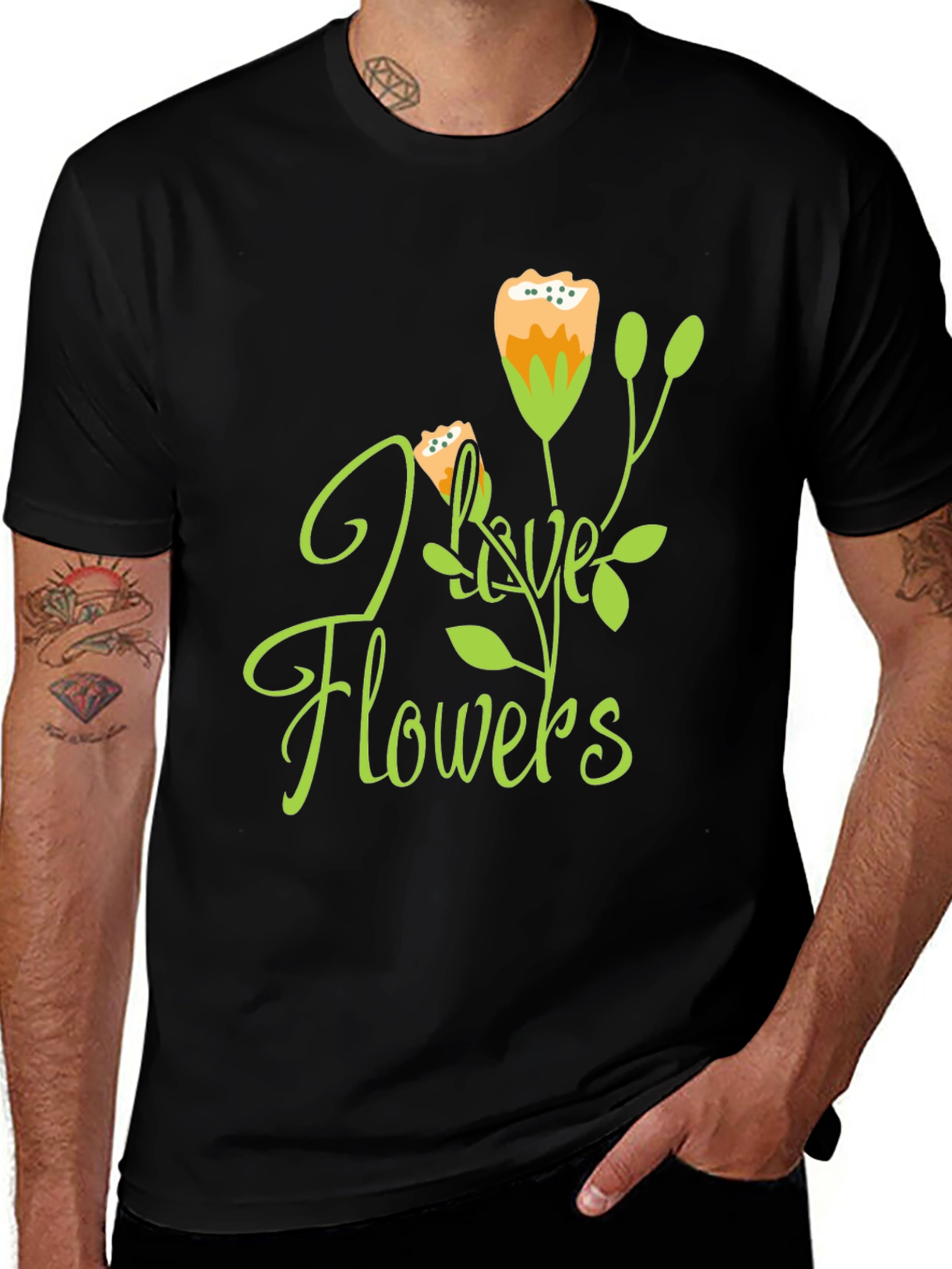 Variant 8 of I Love Flowers Graphic Tee - Trendy Casual Wear