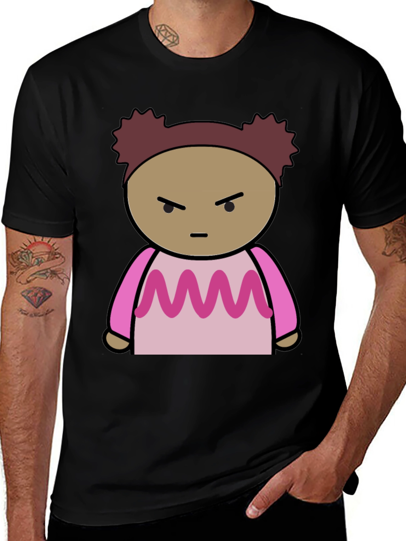 Variant 13 of Angry Cartoon Character Black T-Shirt