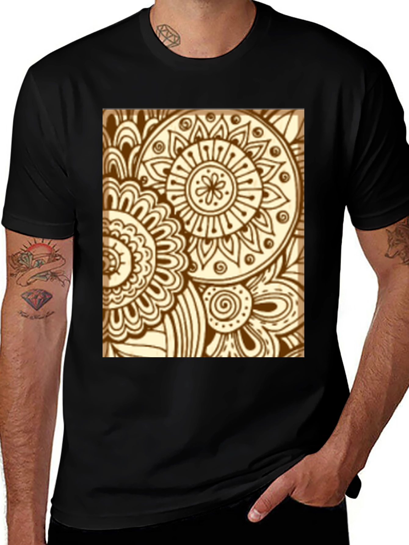 Henna Floral Black Tee
