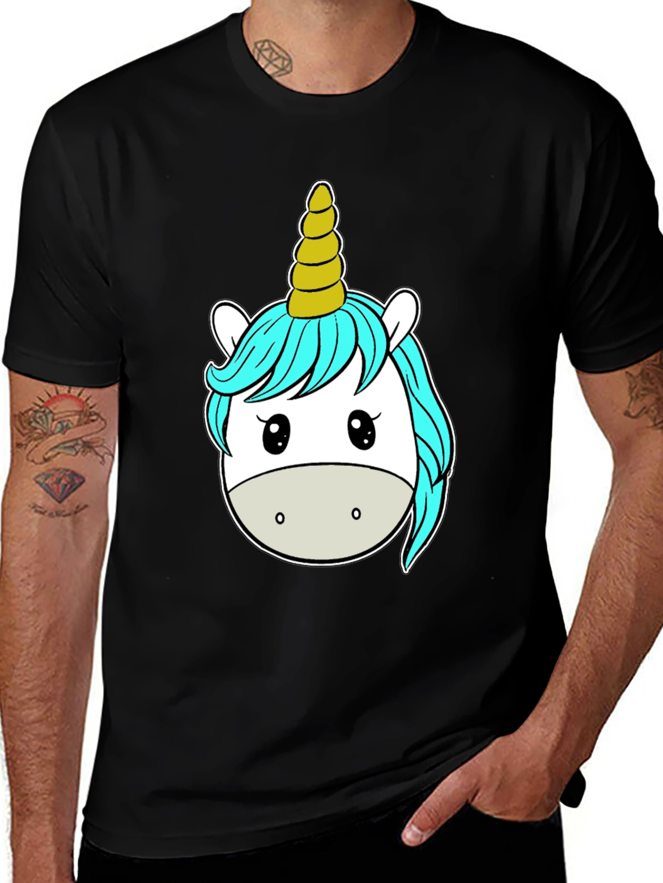 Variant 7 of Unicorn Graphic Tee - Black Cotton T-Shirt