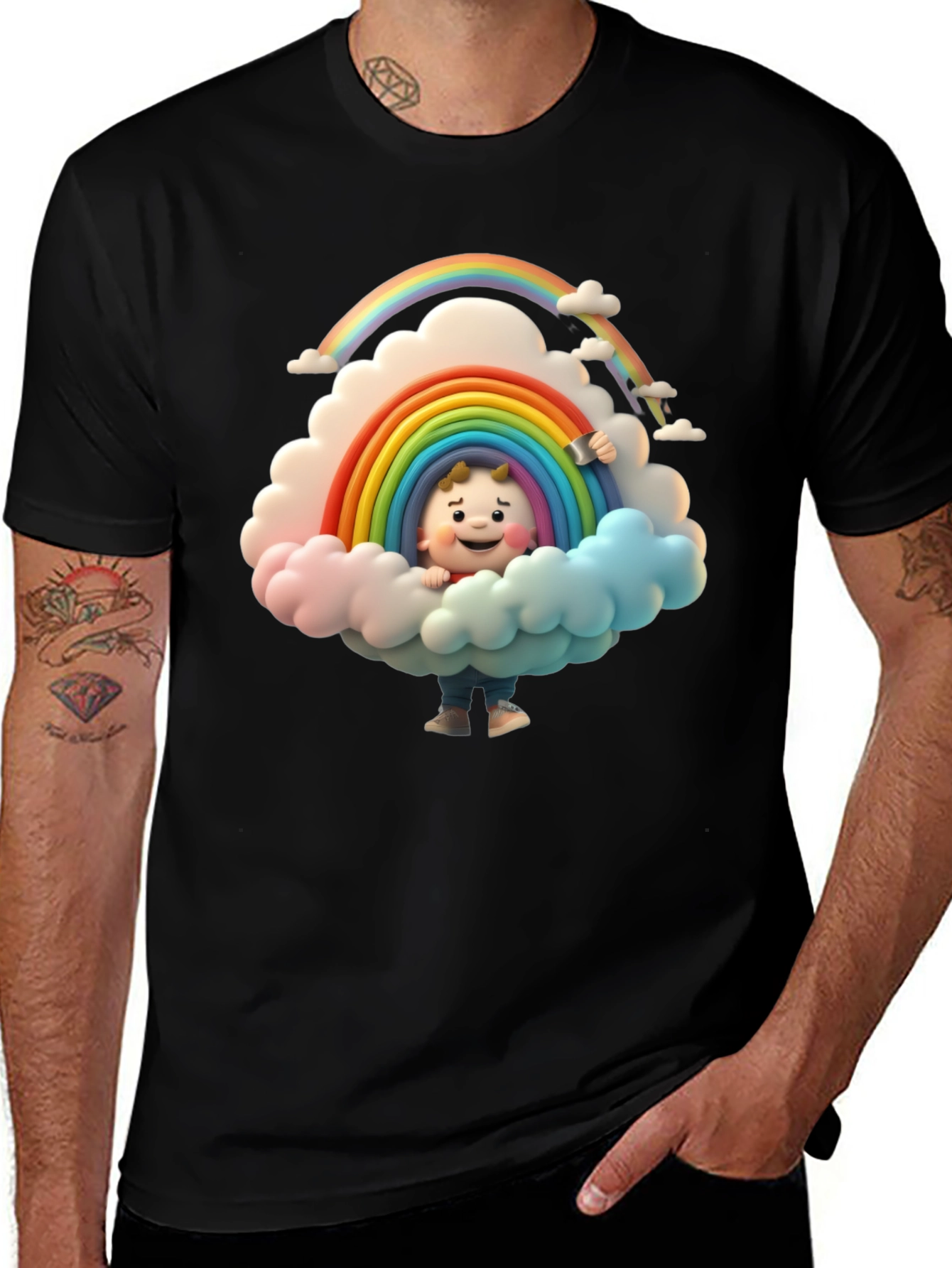 Variant 6 of Cartoon Rainbow Cloud Graphic Tee