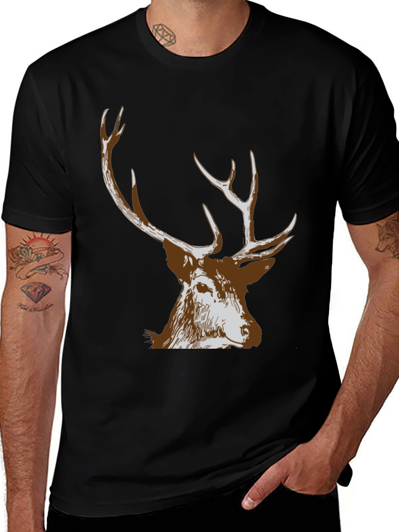 Variant 2 of Men's Black Deer Graphic T-Shirt