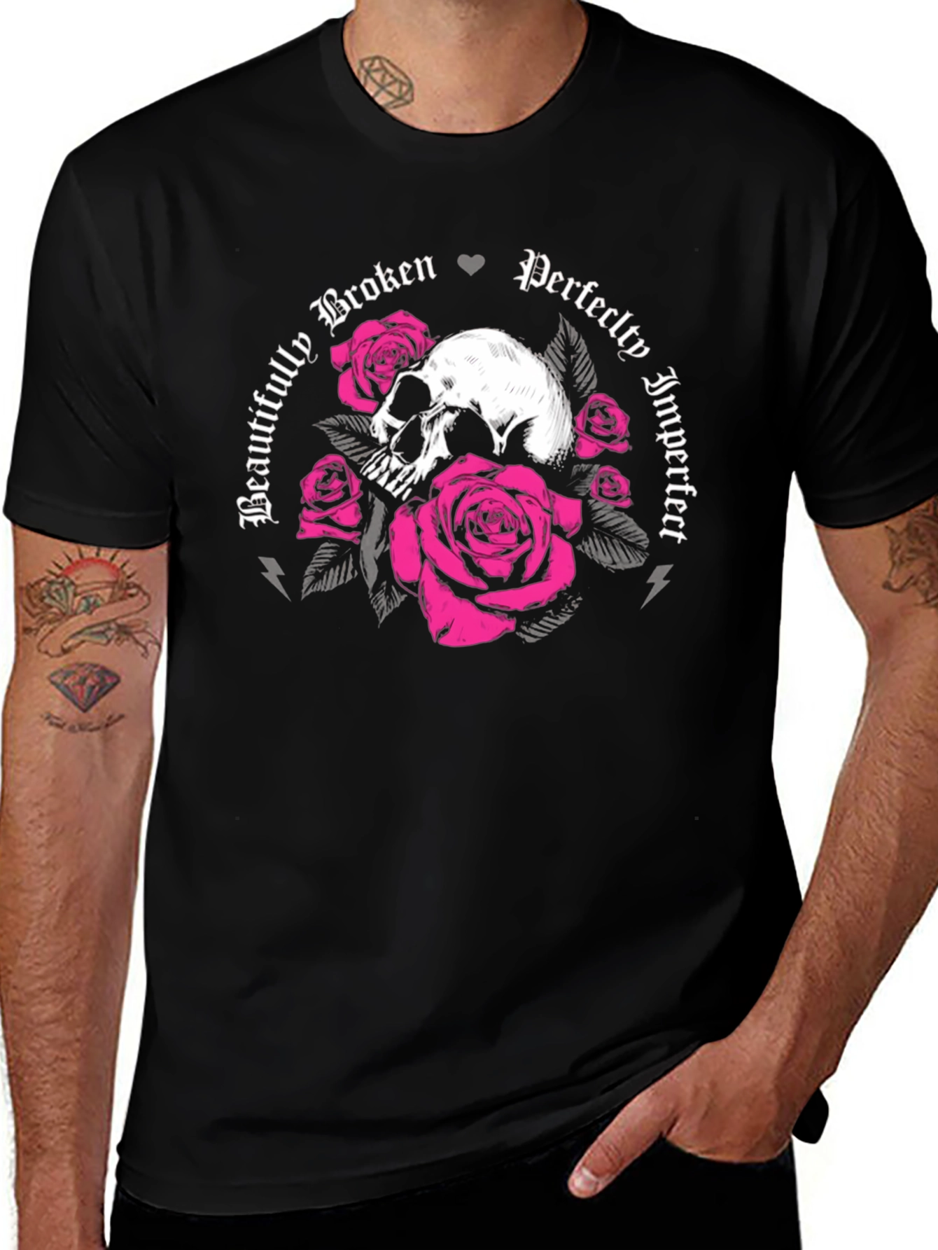 Variant 12 of Skull & Roses Graphic Tee - Beautifully Broken