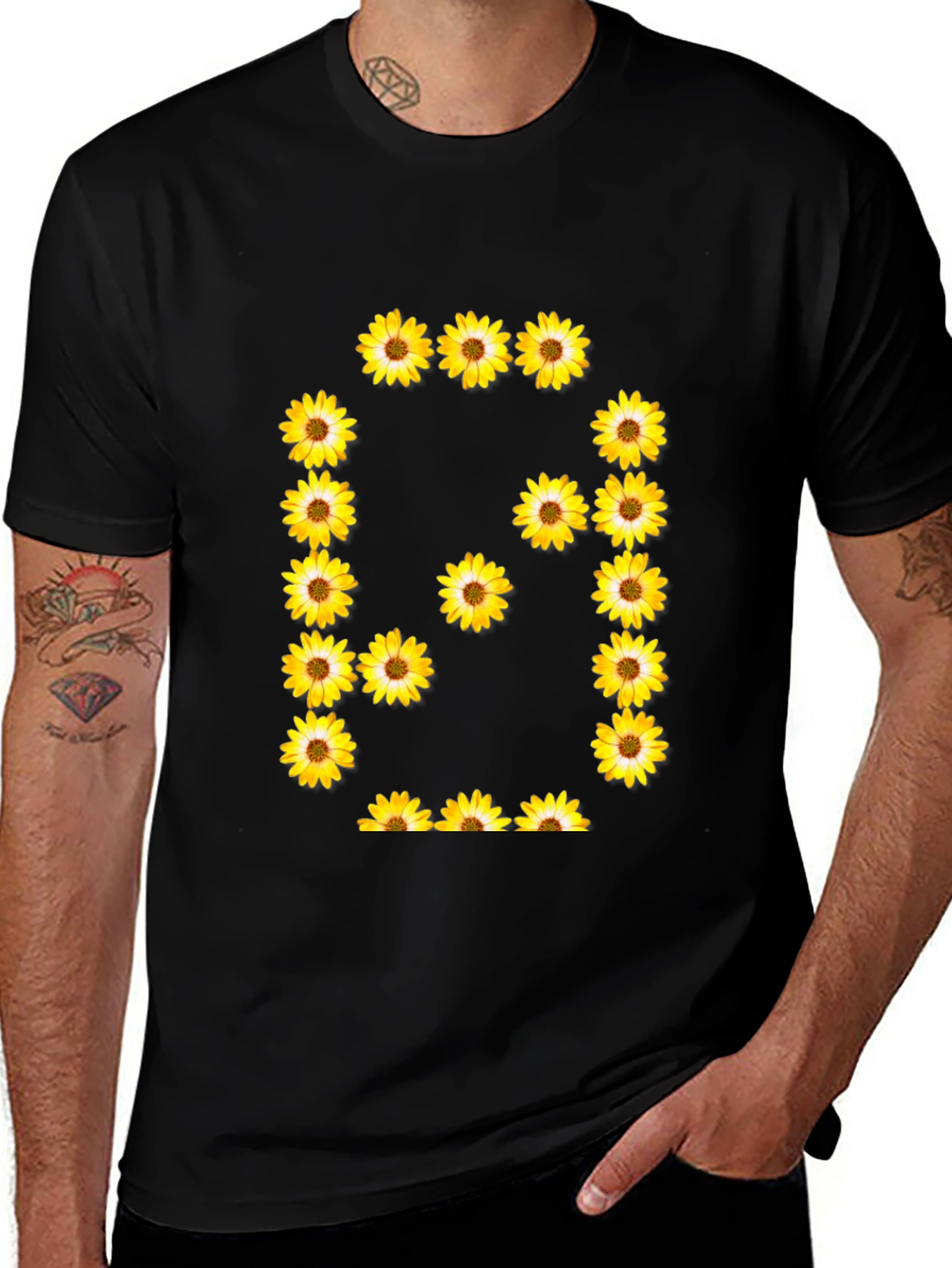 Variant 11 of Sunflower Number 6 T-Shirt - Black Graphic Tee