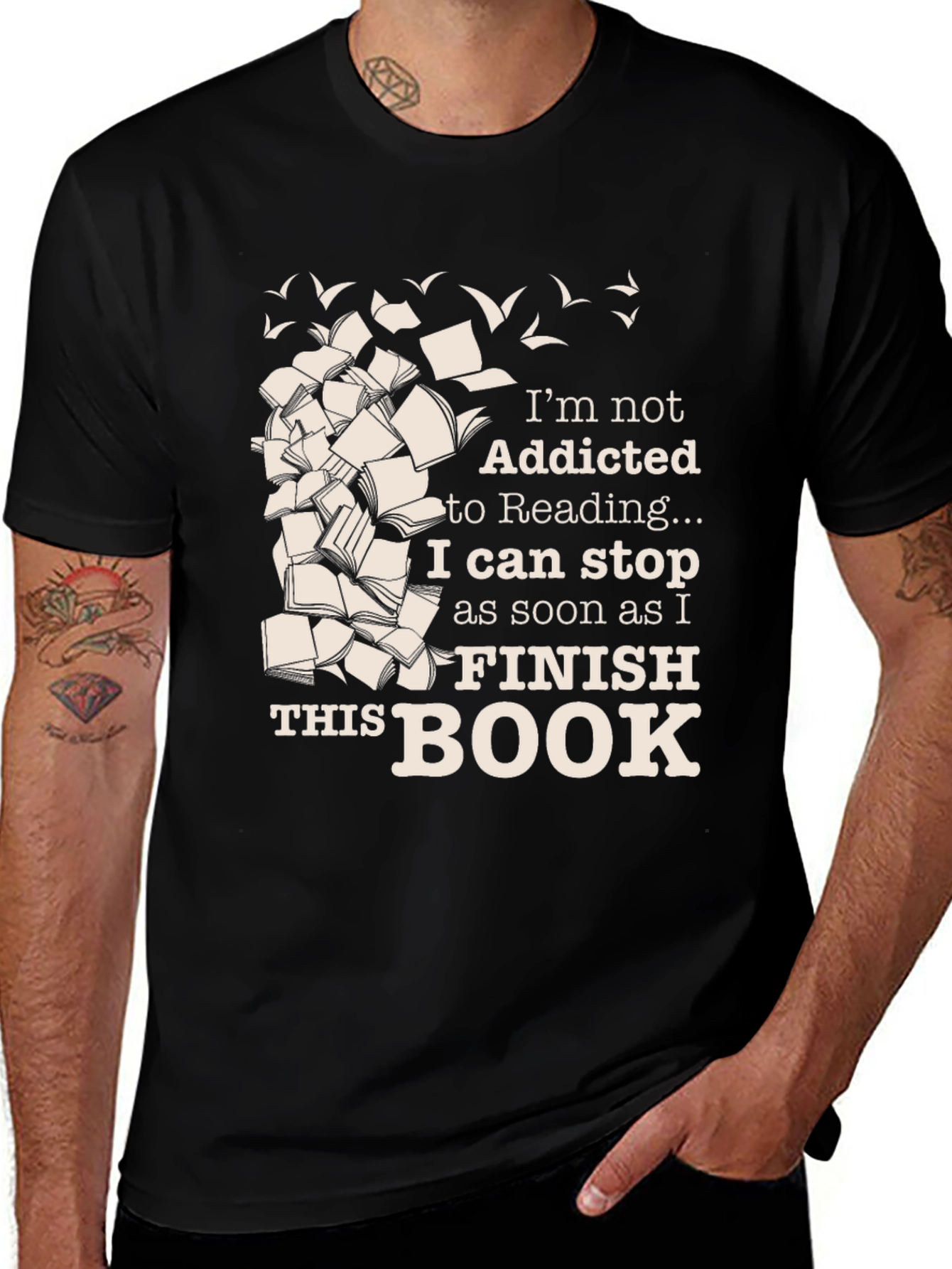 Variant 25 of Funny Reading Book T-Shirt - Not Addicted