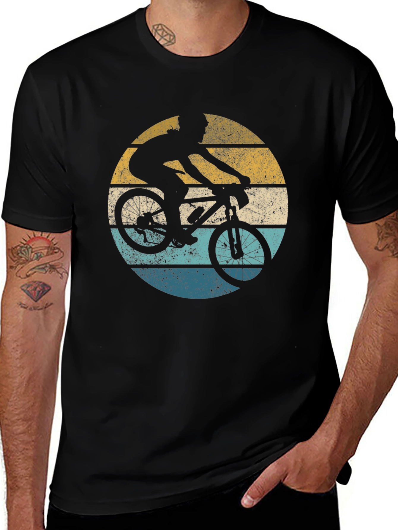 Black Retro Biker Graphic T-Shirt - Vintage Style main image