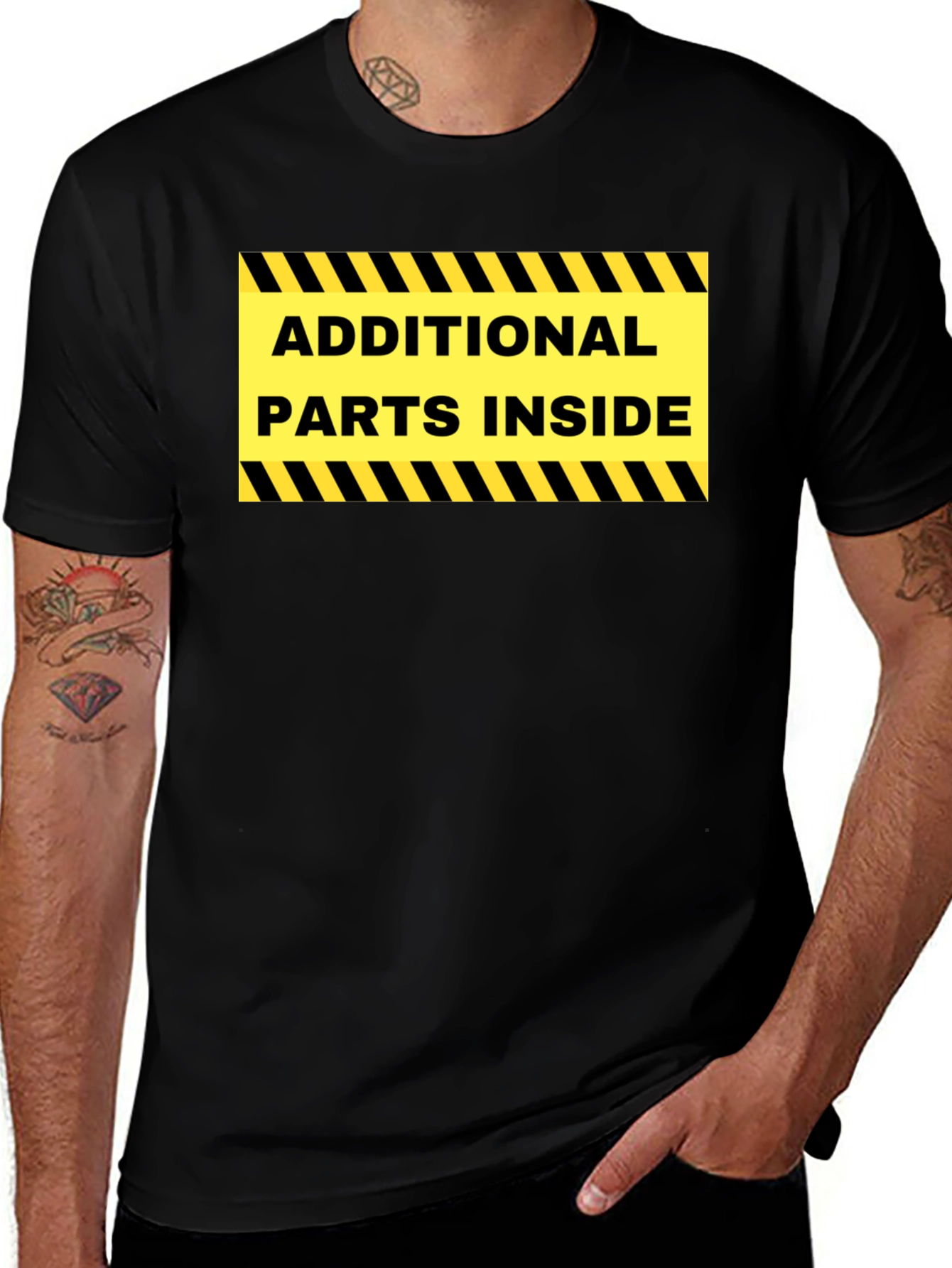 Variant 17 of Additional Parts Inside Warning T-Shirt