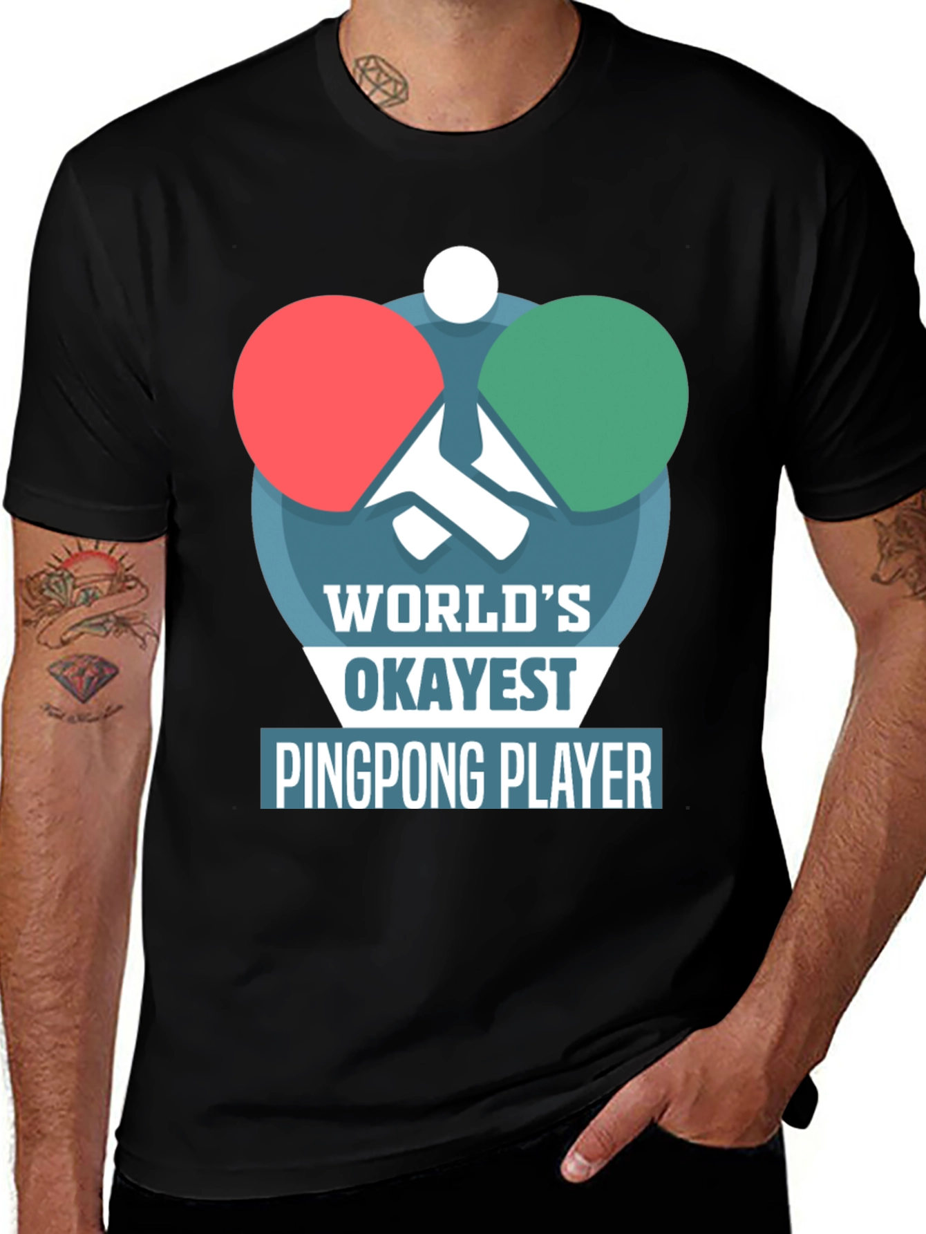 Black World's Okayest Ping Pong Player T-Shirt main image