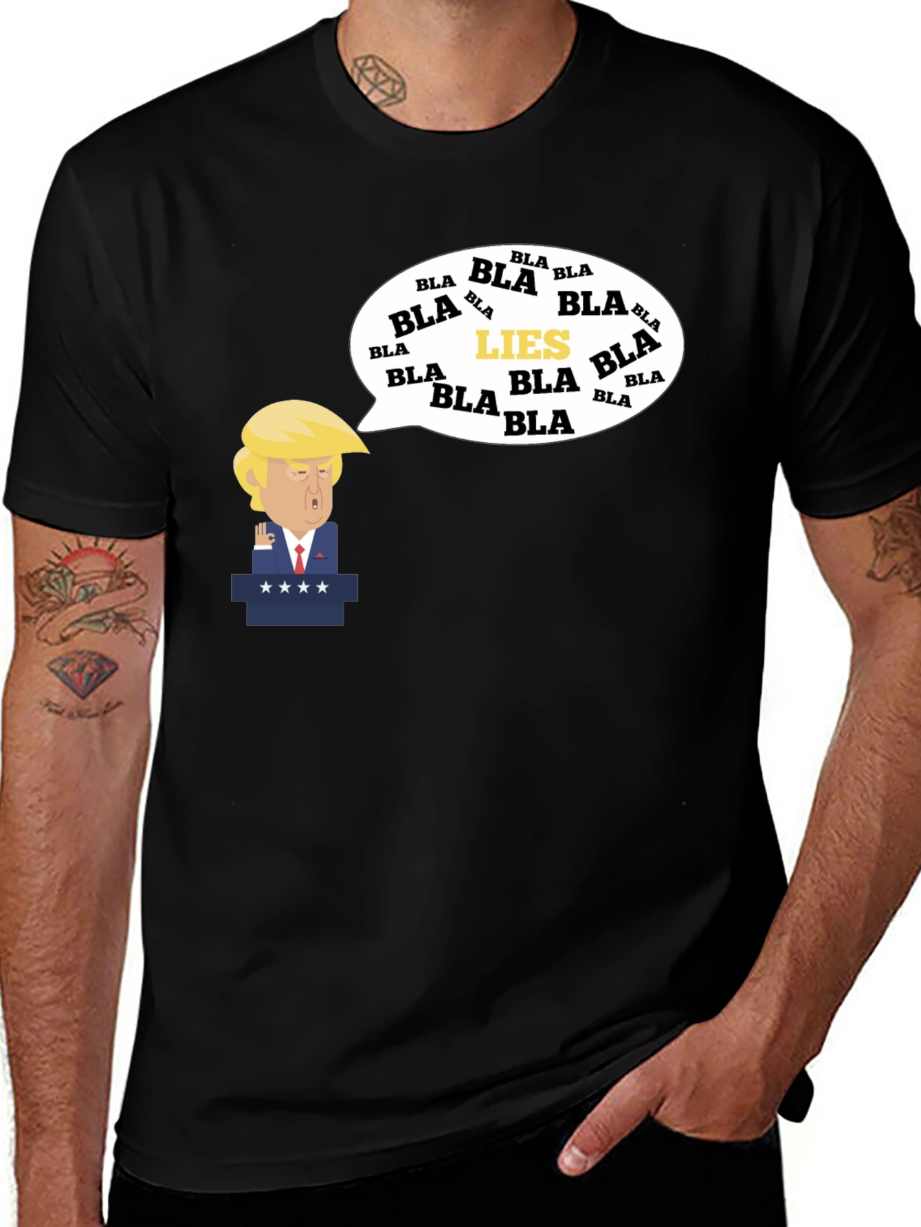 Variant 28 of Political Humor T-Shirt - Trump "Lies" Speech Bubble Design