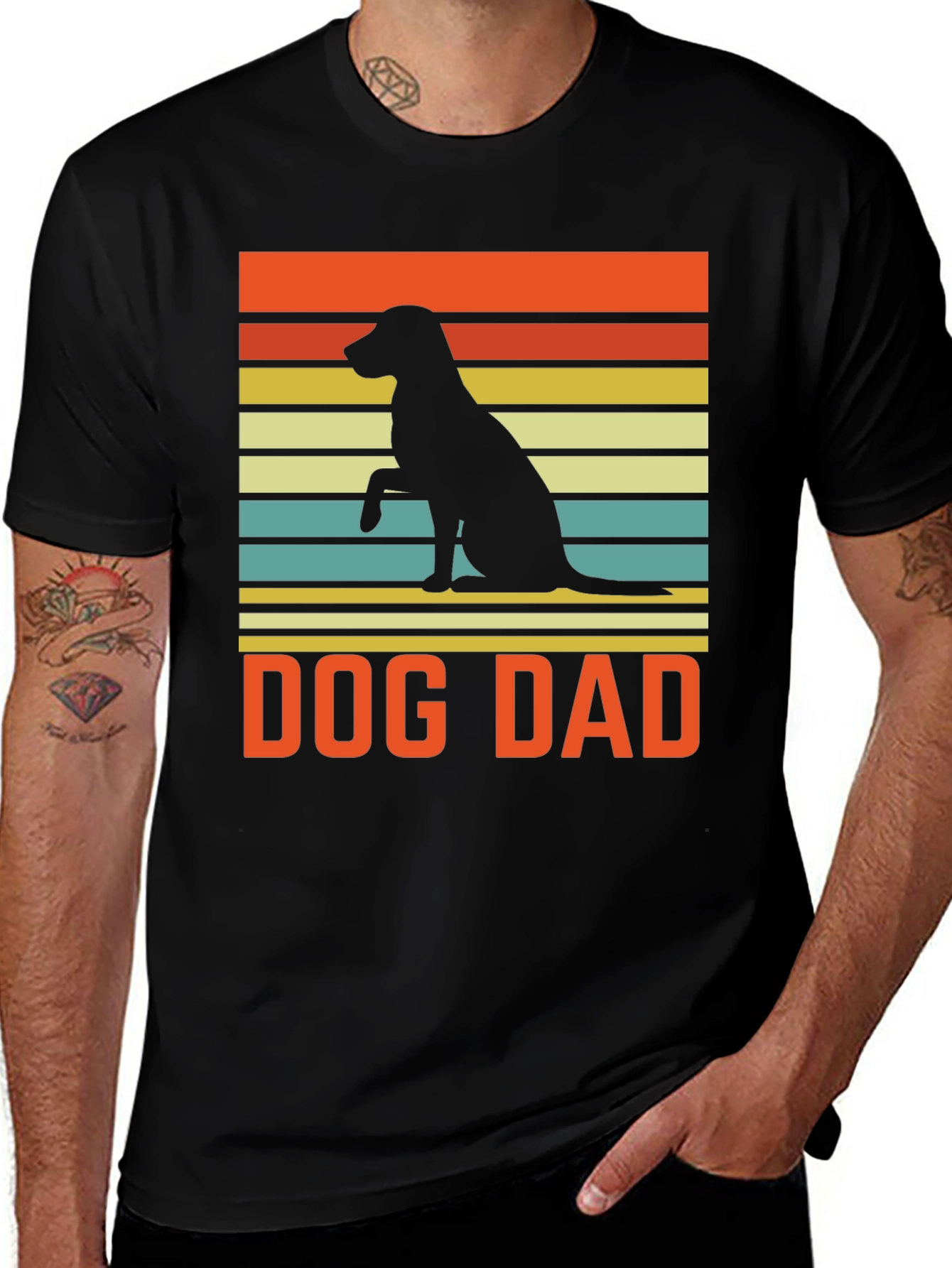 Variant 4 of Dog Dad Retro T-Shirt - Black Tee