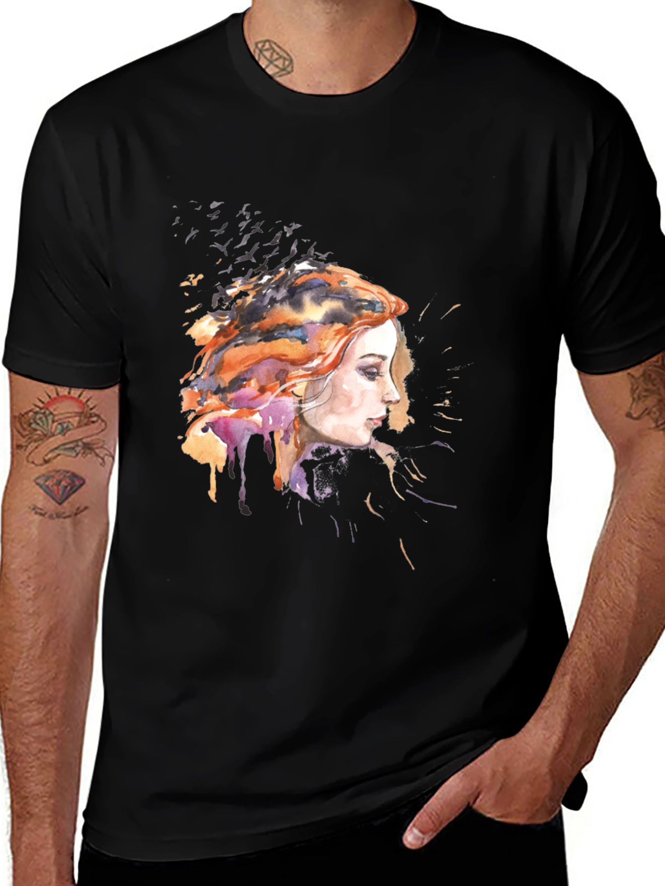 Variant 26 of Watercolor Woman Tee - Artistic Graphic T-Shirt