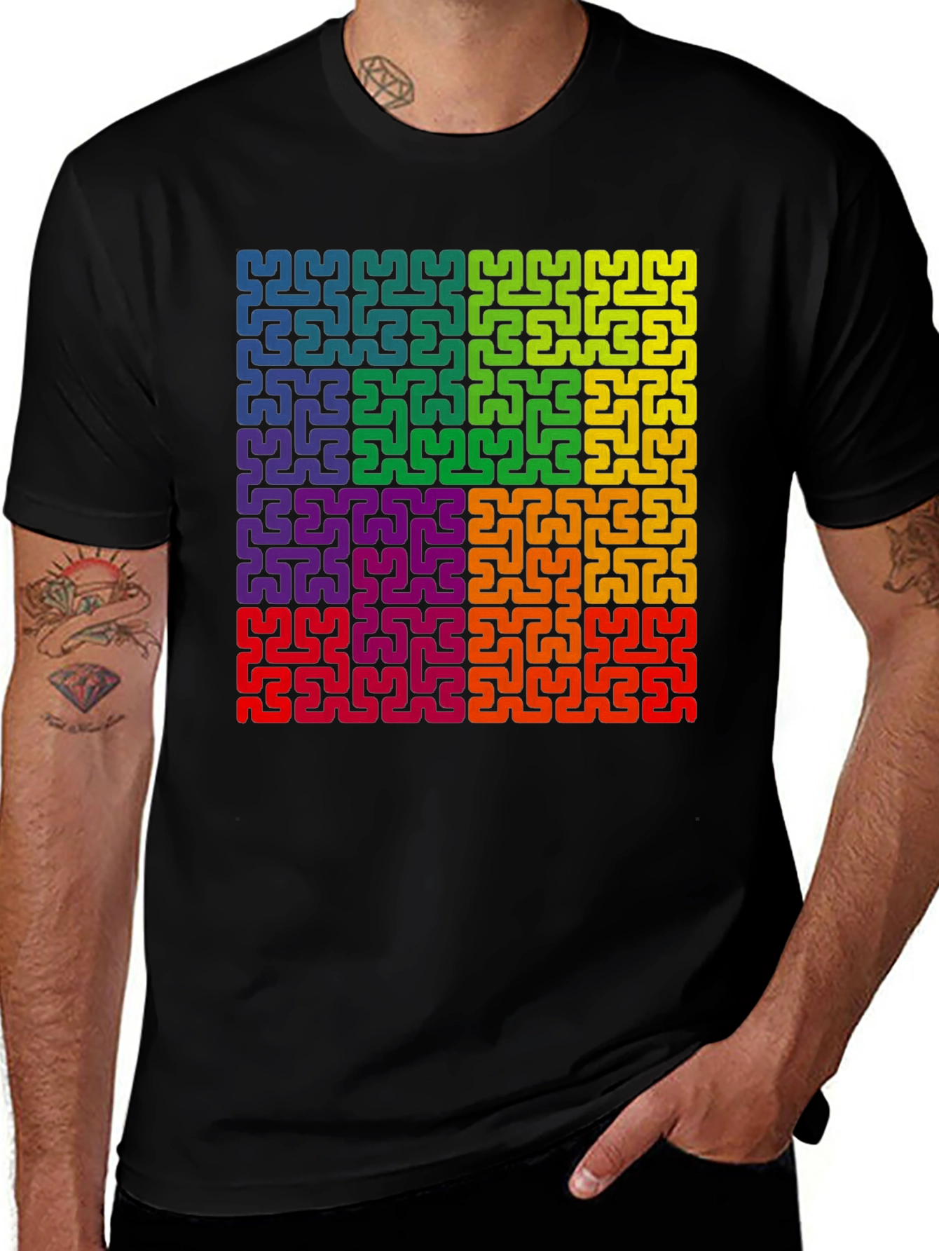 Variant 28 of Rainbow Maze Graphic T-Shirt - Cool & Quirky Design