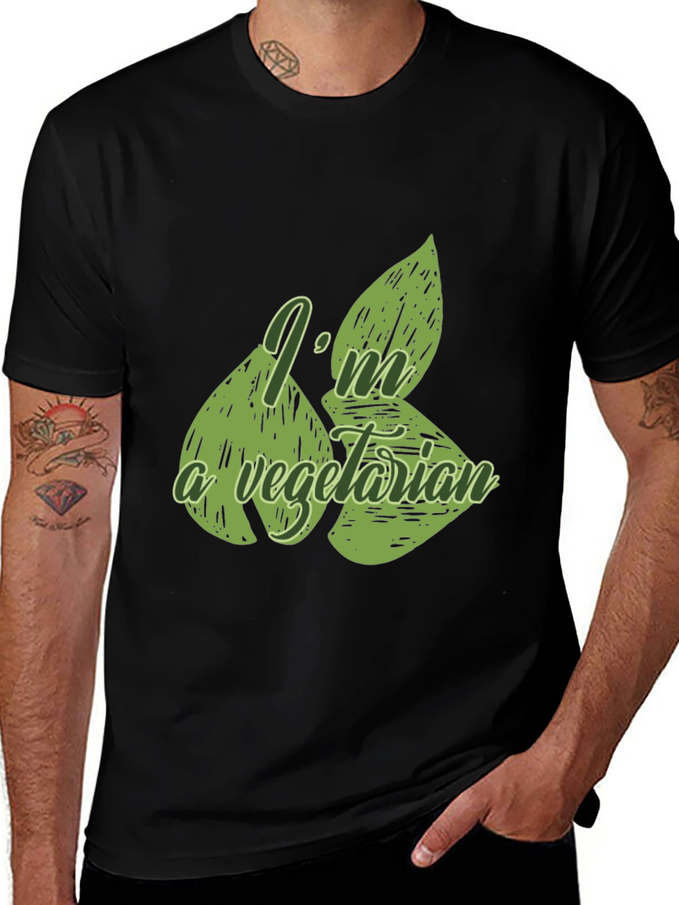 Variant 21 of Vegetarian Graphic T-Shirt - Black
