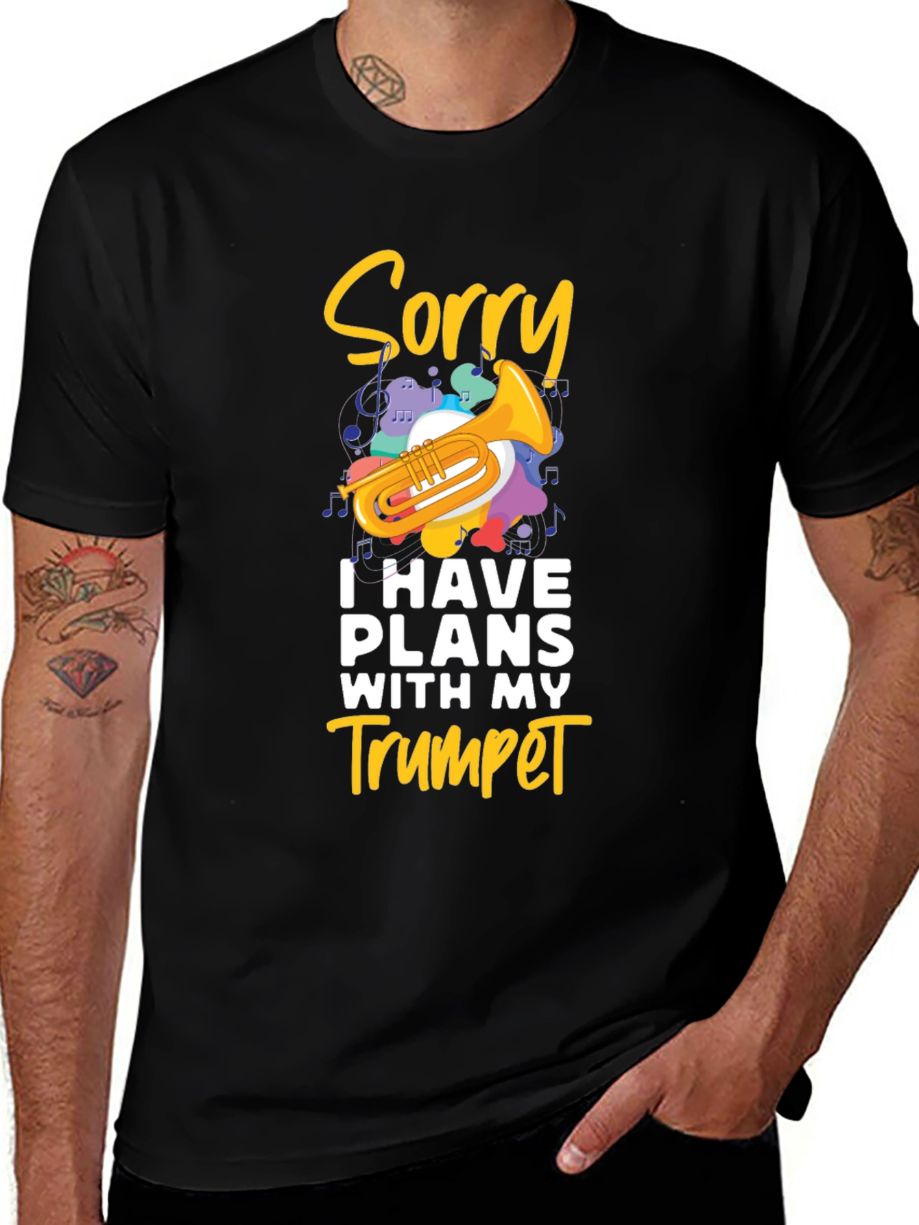 Variant 15 of Sorry Trumpet Player Black T-Shirt