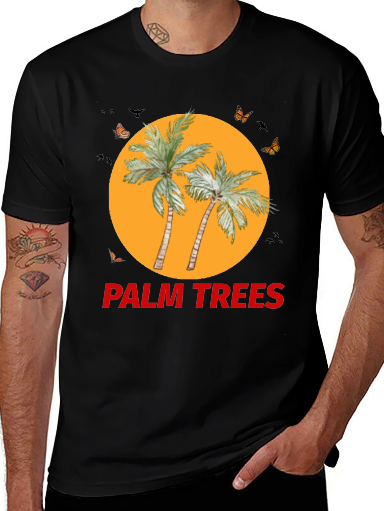 Variant 26 of Palm Trees Graphic Tee - Black