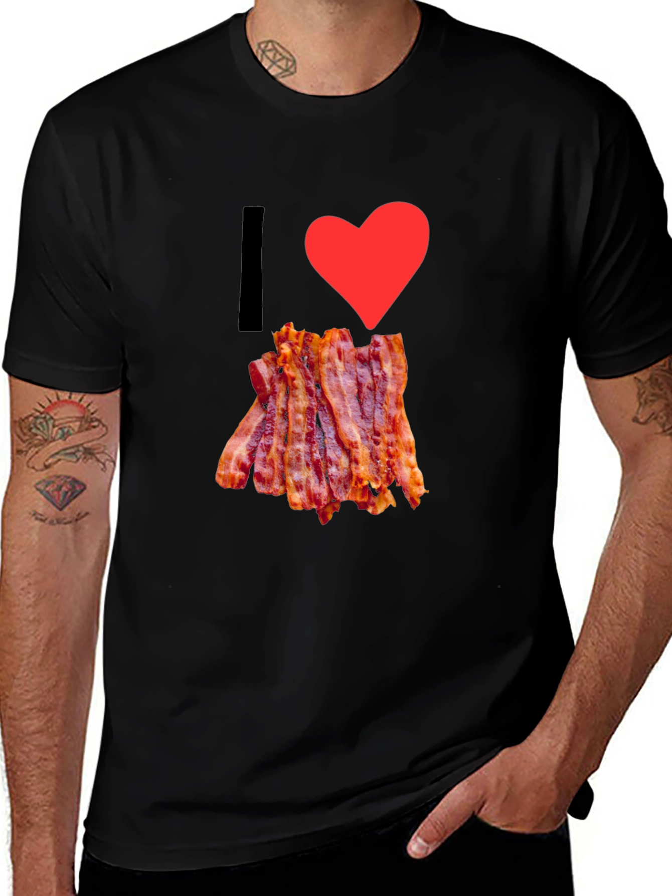 Variant 19 of I Heart Bacon T-Shirt - Funny Food Tee