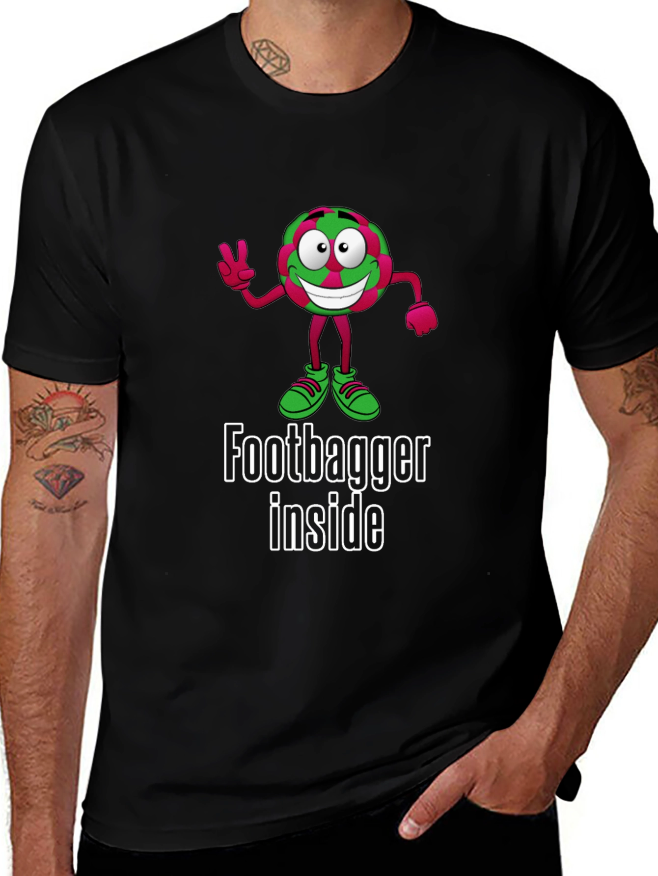 Variant 5 of Funny "Footbagger Inside" Graphic T-Shirt