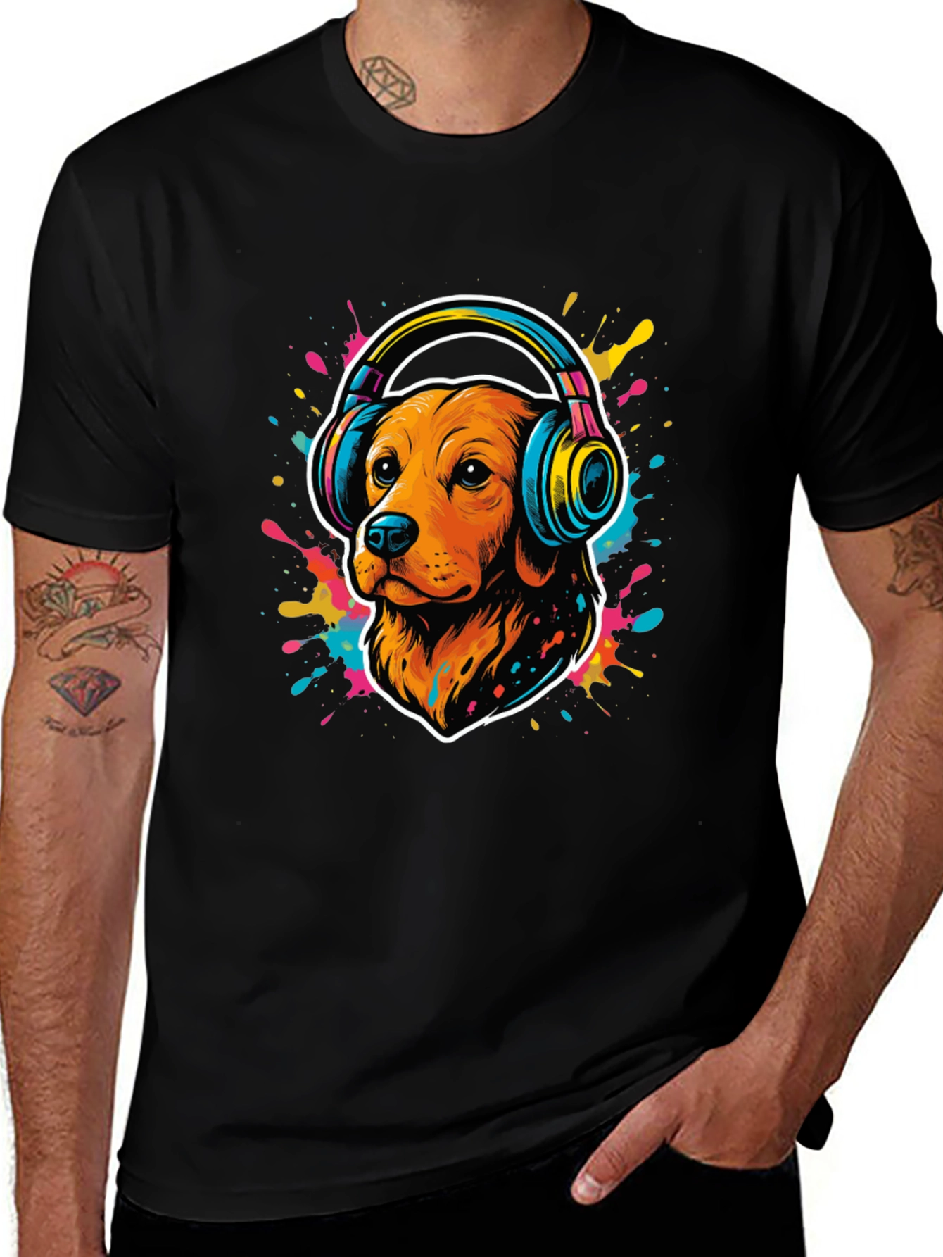 Variant 25 of Dog in Headphones Graphic Tee - Cool Style