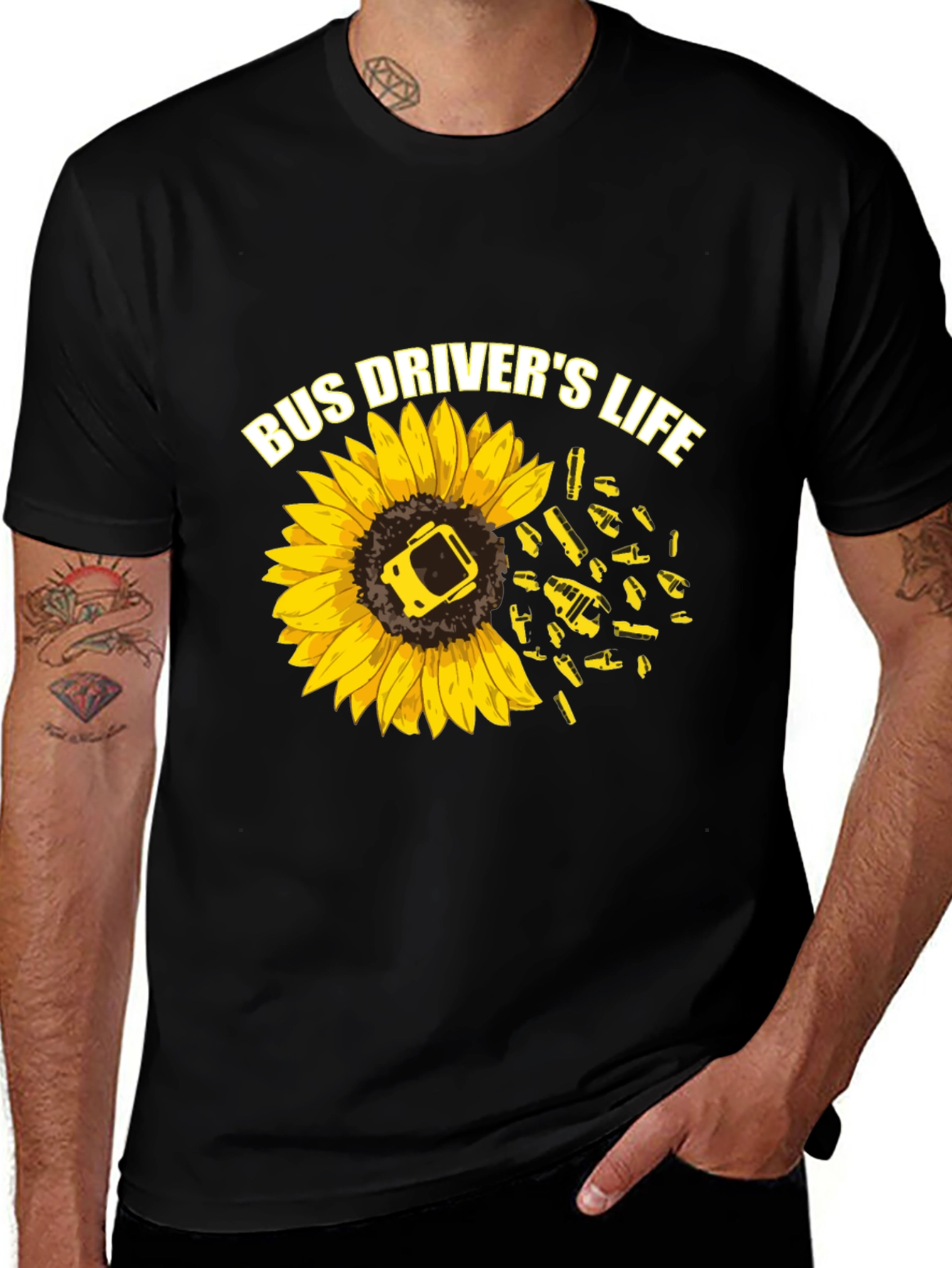 Variant 24 of Bus Driver's Life Sunflower Graphic T-Shirt