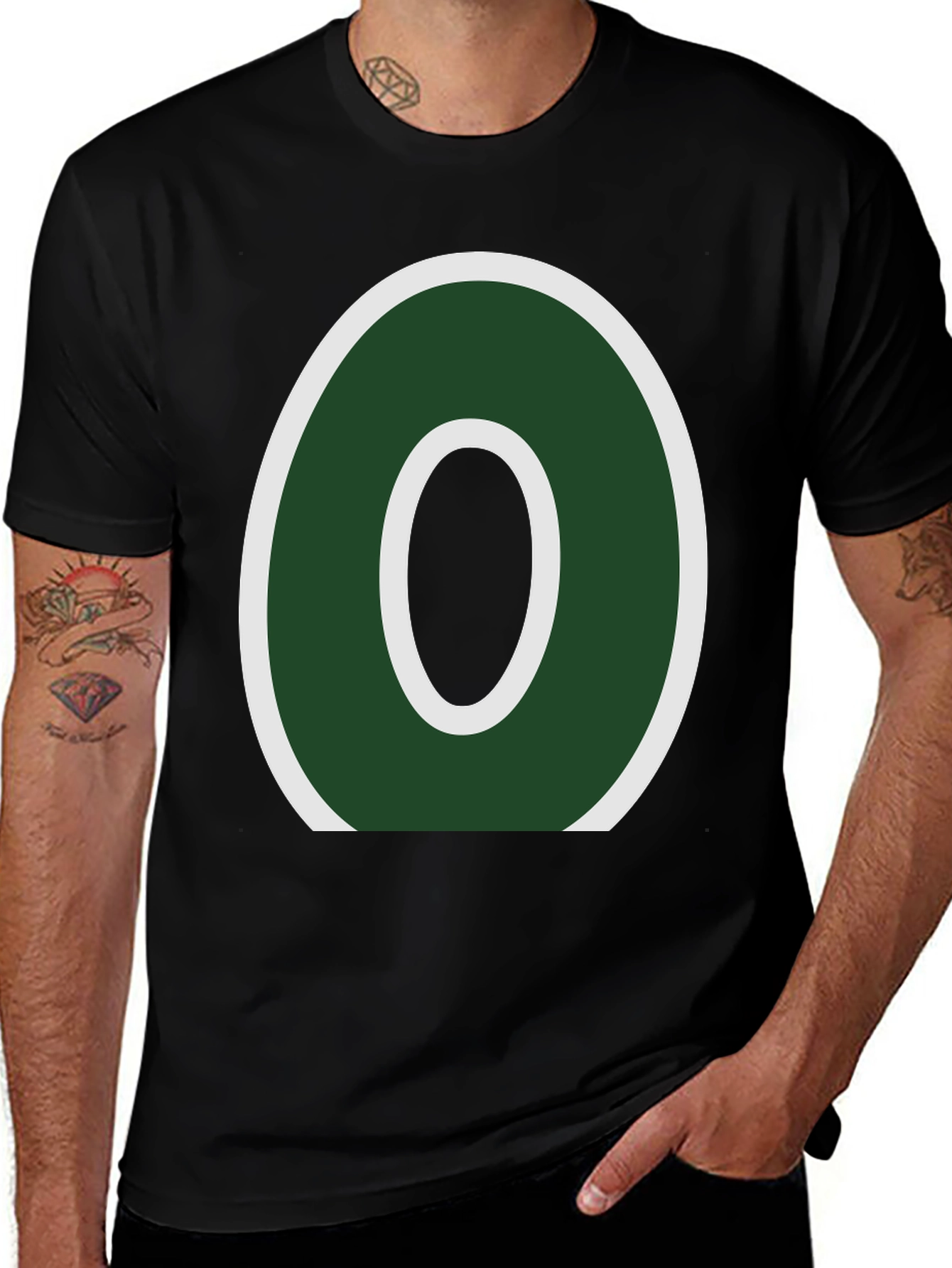Variant 12 of Letter O Graphic Tee - Casual Black T-Shirt