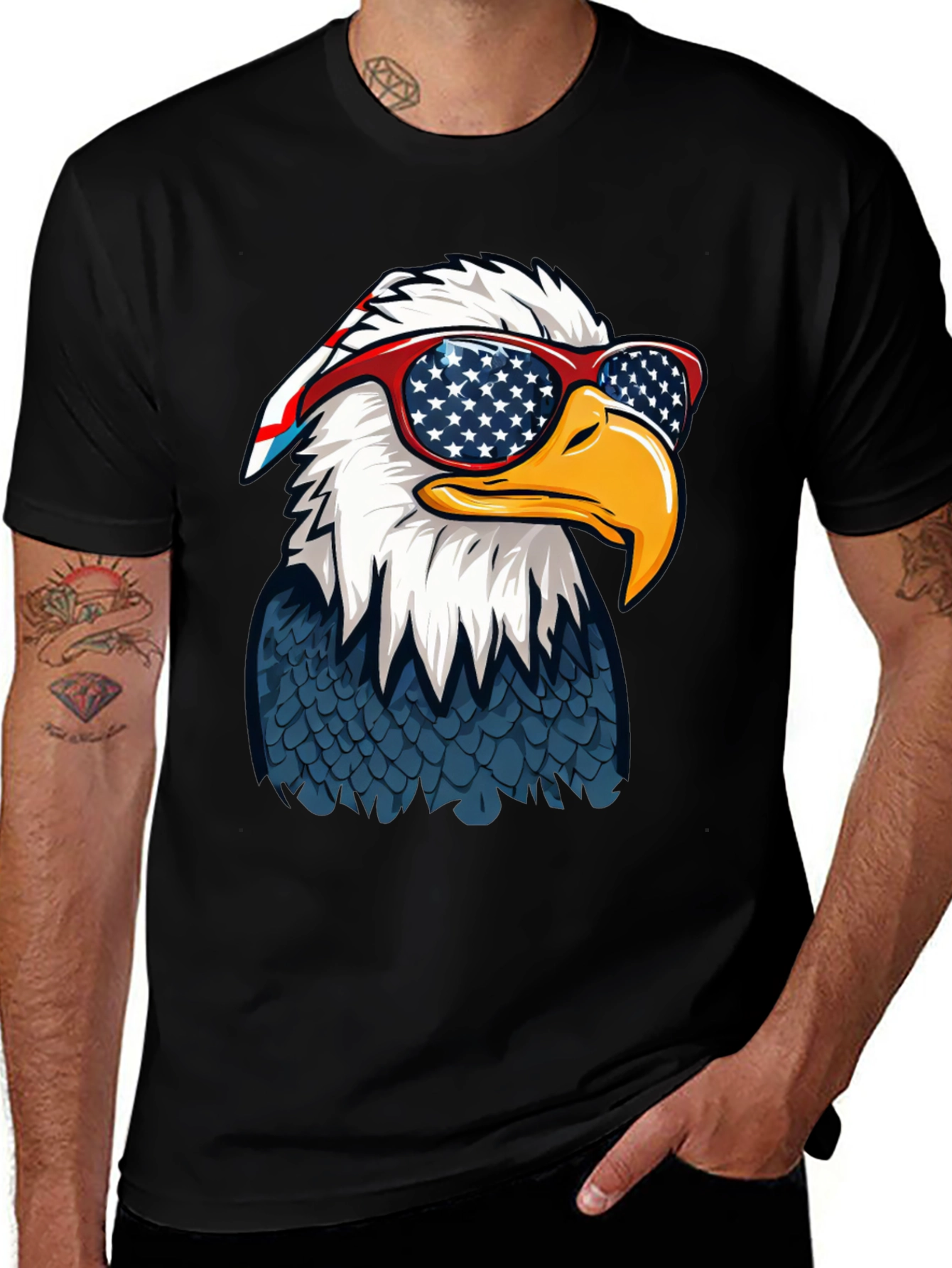 Variant 4 of Patriotic Eagle T-Shirt with USA Flag Glasses