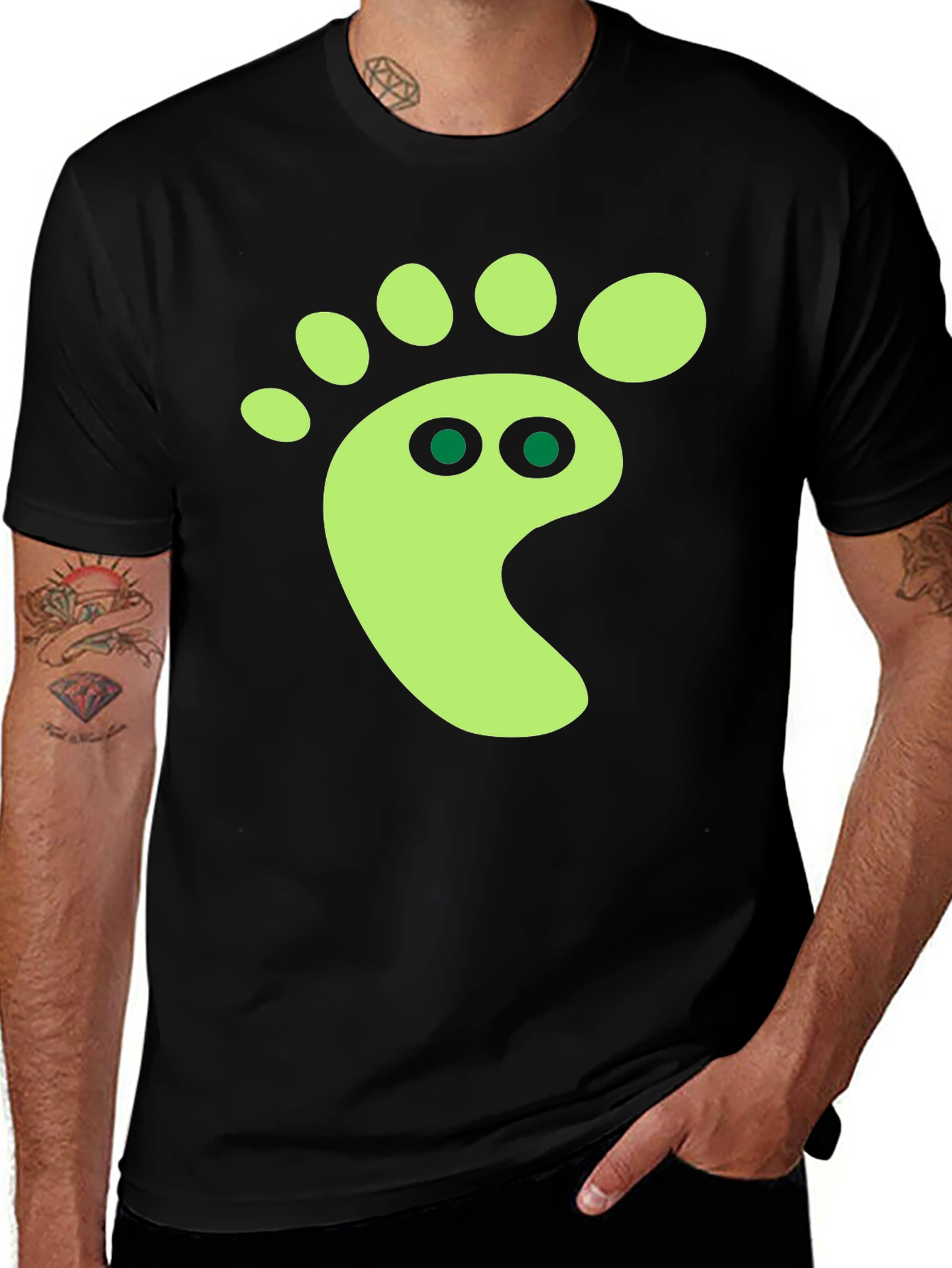 Variant 25 of Funky Footprint Graphic Tee - Black Cotton Shirt