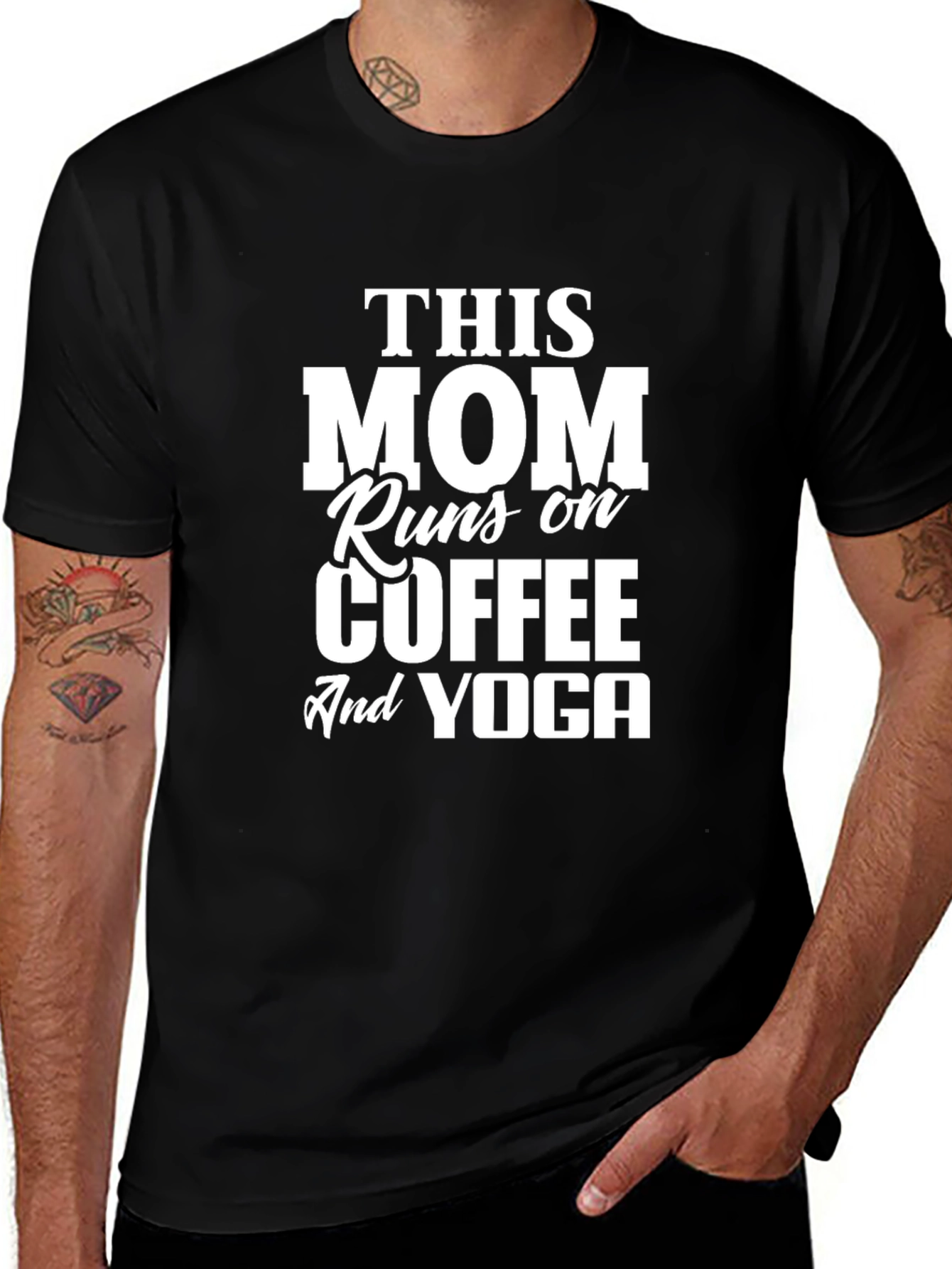 Variant 21 of Mom Coffee Yoga T-Shirt - Black