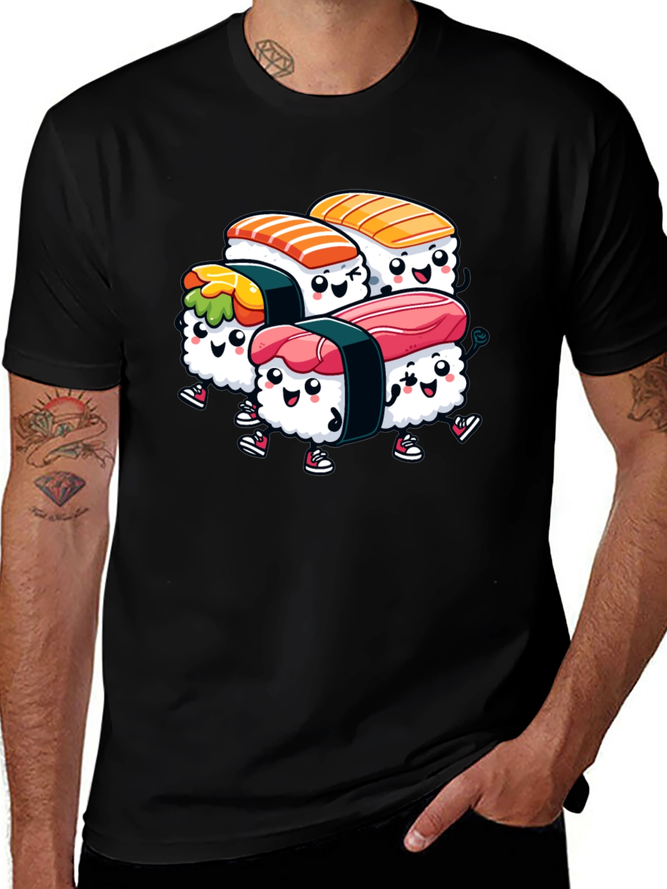 Variant 20 of Sushi Squad Graphic Tee - Unisex Black T-Shirt