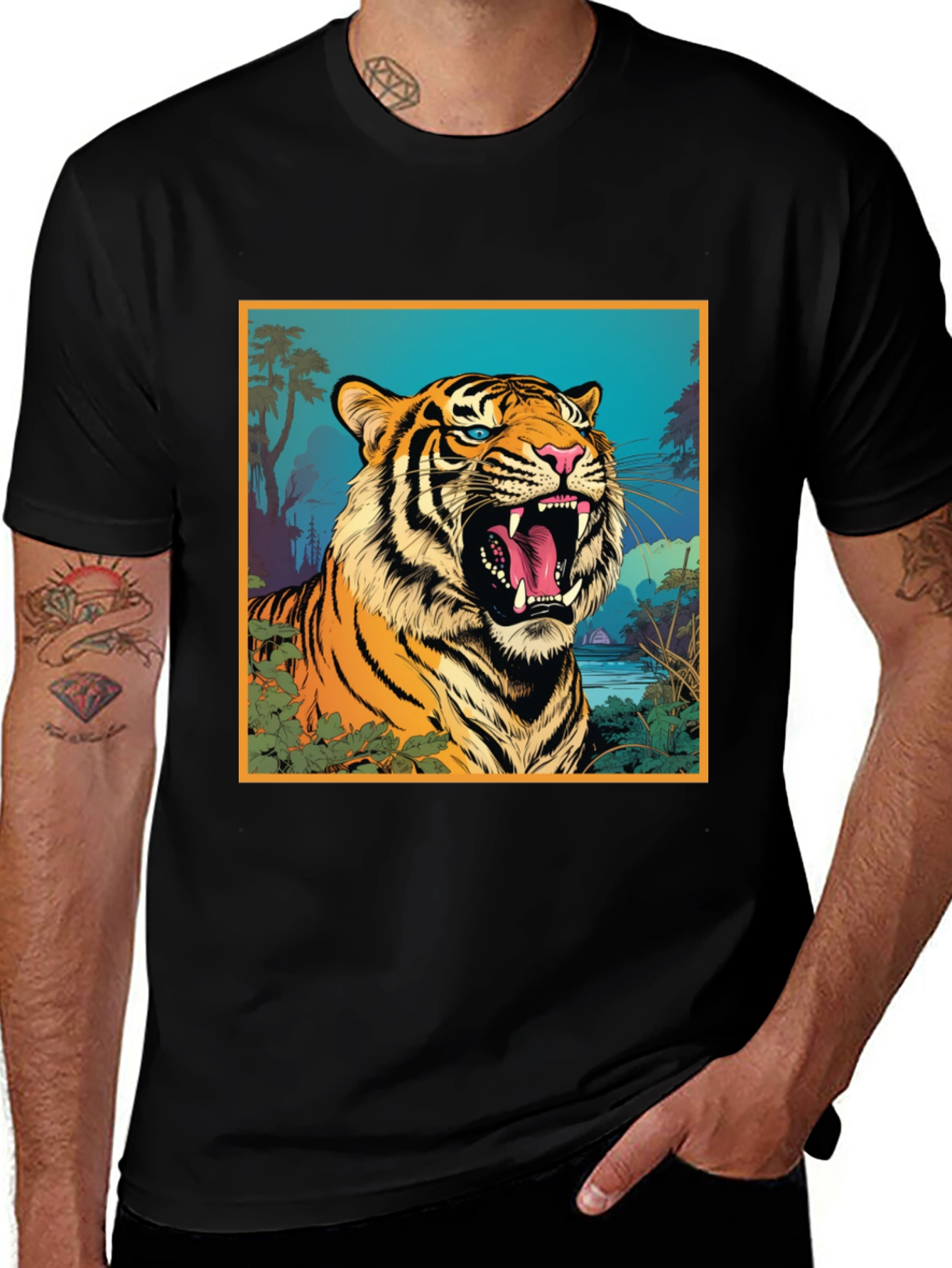 Variant 23 of Tiger Graphic Tee - Bold & Vibrant Design